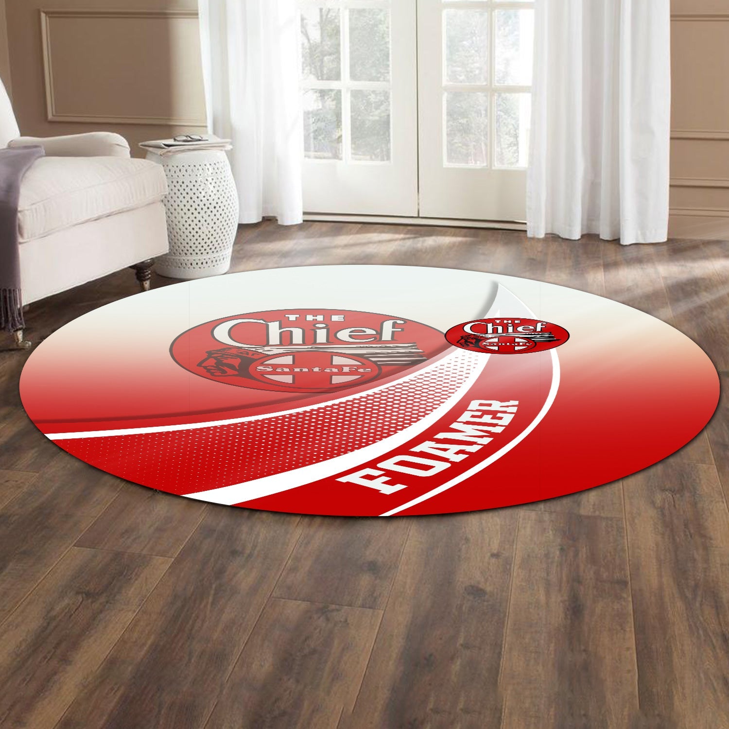 Railspirit The Chief Santa Fe Railroad Round Mat Railway-Themed Style Mat Gift Idea For Trainspotter