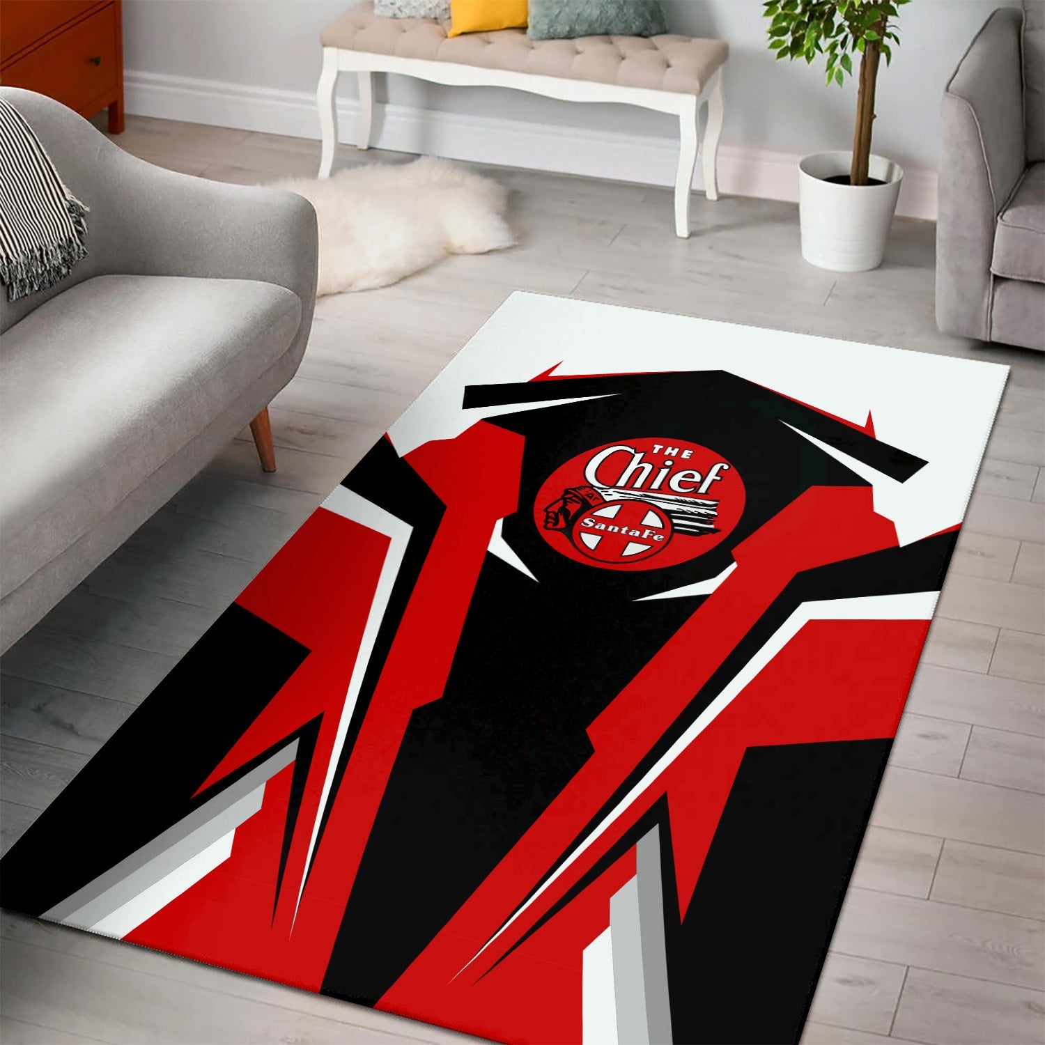 Railspirit Personalized The Chief Santa Fe Railroad Area Rug Strong Line Style  Train Area Rug Gift Idea For Train Lover
