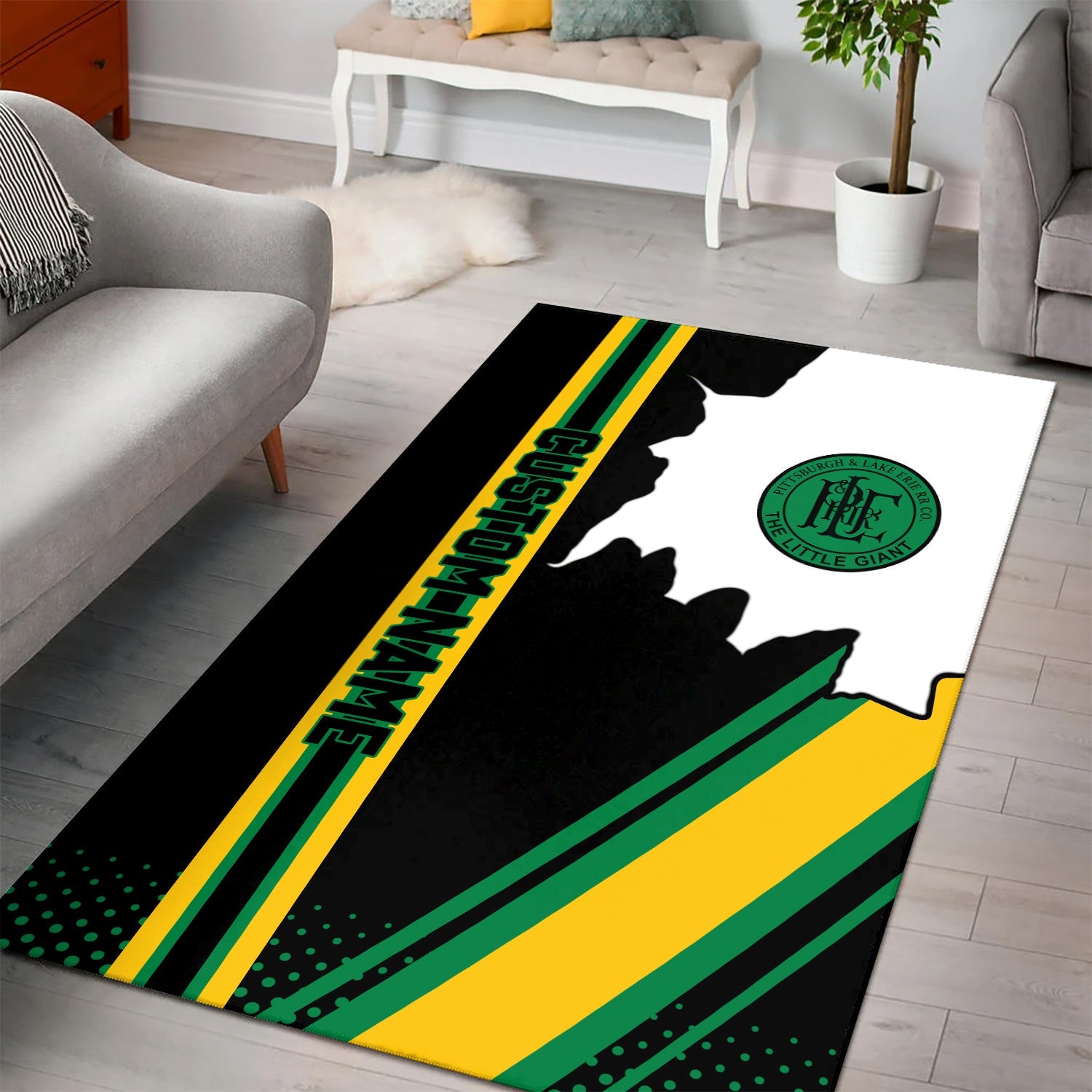 Railspirit Personalized Pittsburgh And Lake Erie Railroad Area Rug Vintage All Over Printed Rug