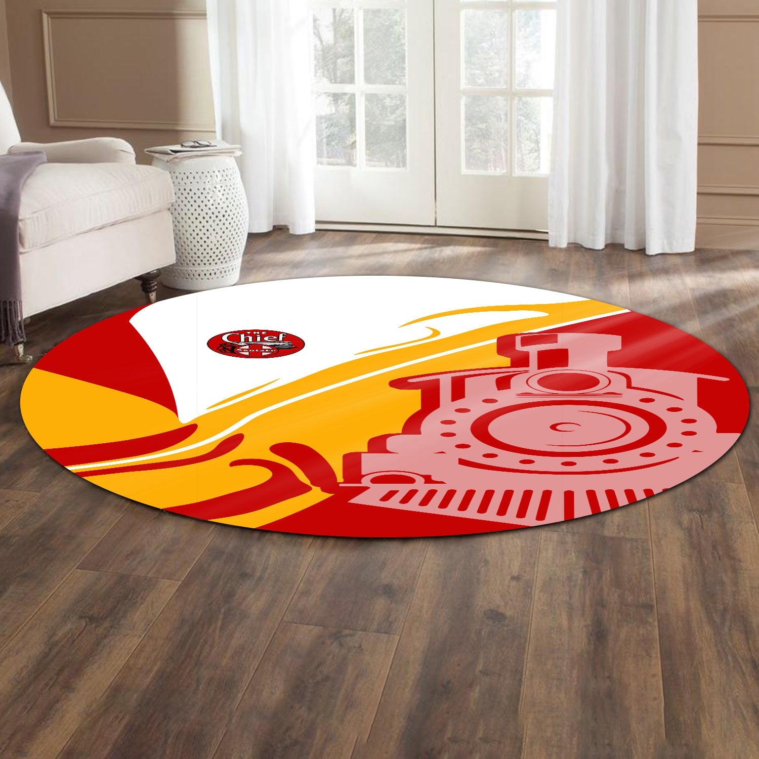 Railspirit The Chief Santa Fe Railroad Round Mat Flame-Inspired Style Mat Gift Idea For Train Lovers