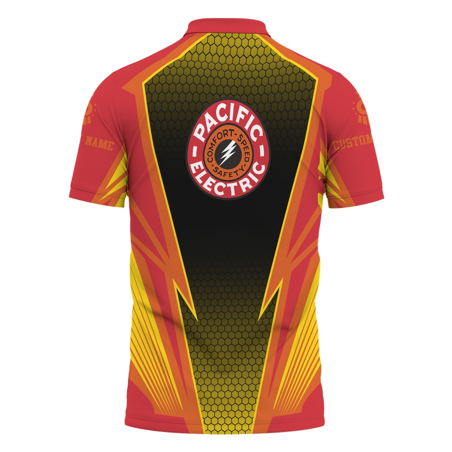 Railspirit Personalized Pacific Electric Railroad Polo Shirt Lightning Graphic Style Shirt Gift Idea For Train Lover