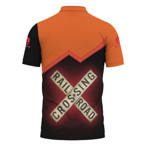 Railspirit Personalized Pacific Electric Railroad Polo Shirt Railroad Crossing Printed Train Track Shirt