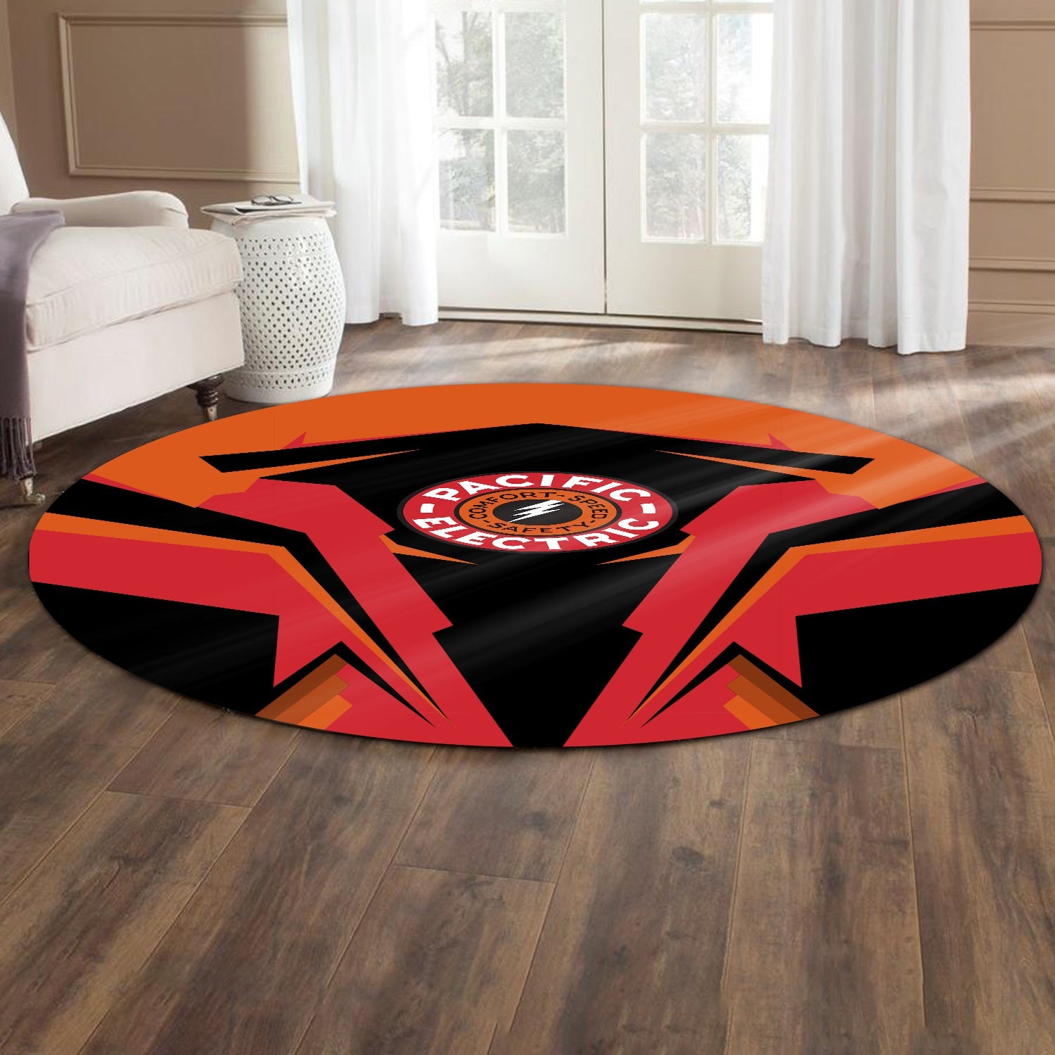 Railspirit Pacific Electric Railroad Round Mat Strong Line Style Rug All Over Print