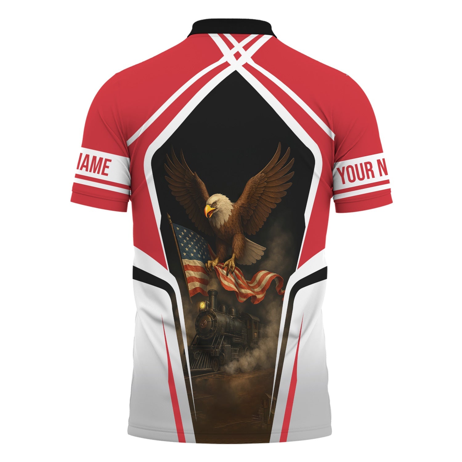 Railspirit Personalized Pacific Electric Railroad Polo Shirt American Eagle Vintage Train Shirt