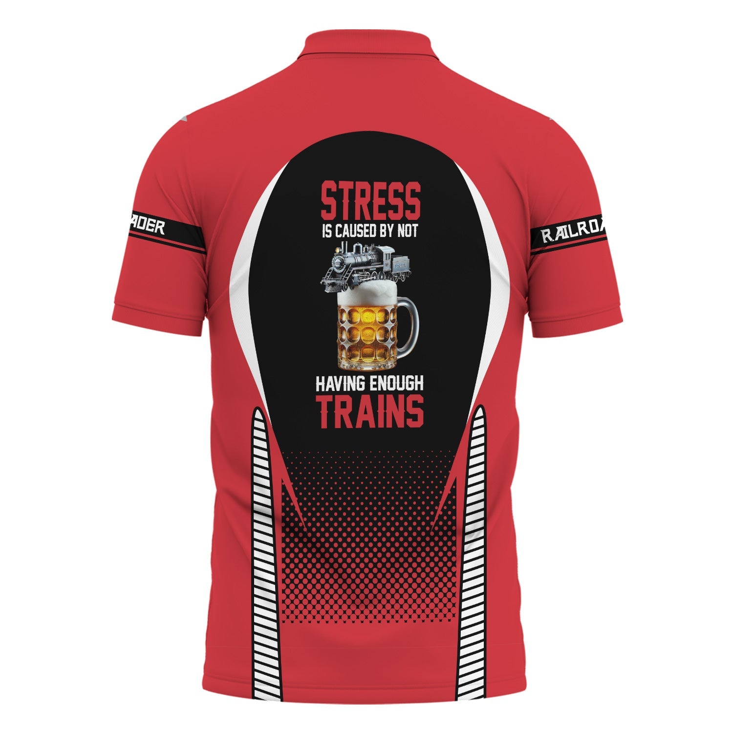 Railspirit Personalized Pacific Electric Railroad Polo Shirt Stress Is Caused By Not Having Enough Trains Shirt All Over Print