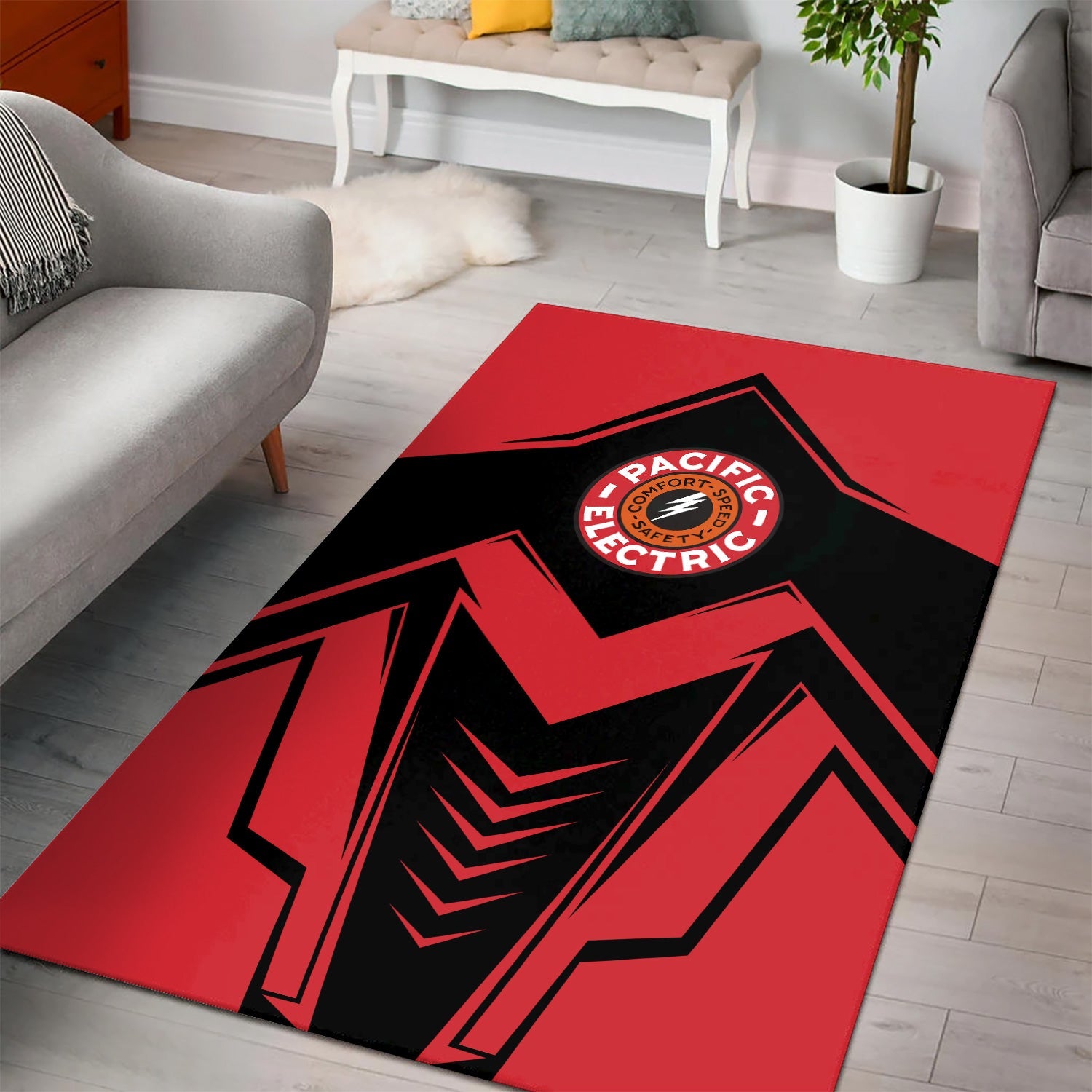 Railspirit Pacific Electric Railroad Area Rug Railway Trainspotter Style Rug Gift Idea For Foamers