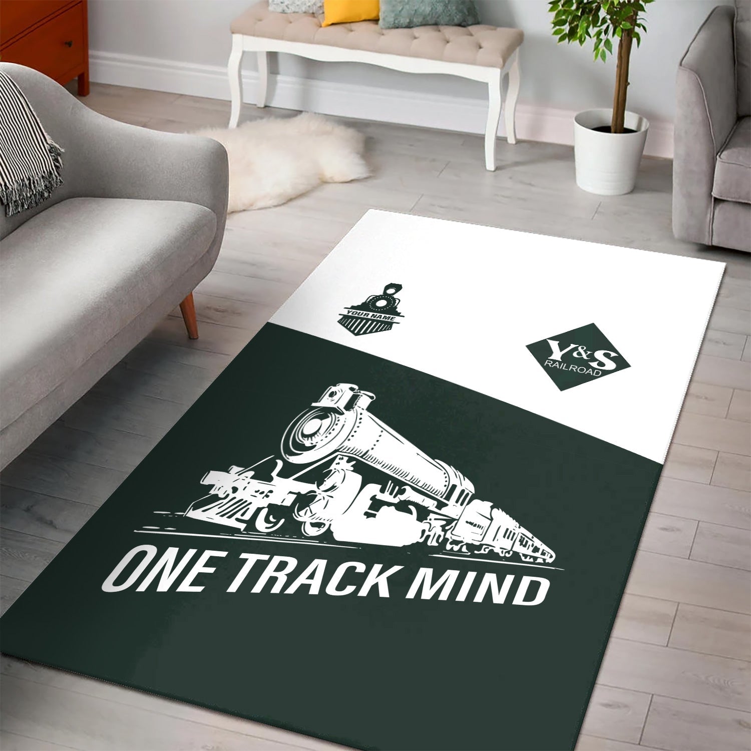 Railspirit Personalized Youngstown & Southern Railroad Area Rug One Track Mind Train Rug Gift Idea For Train Lover