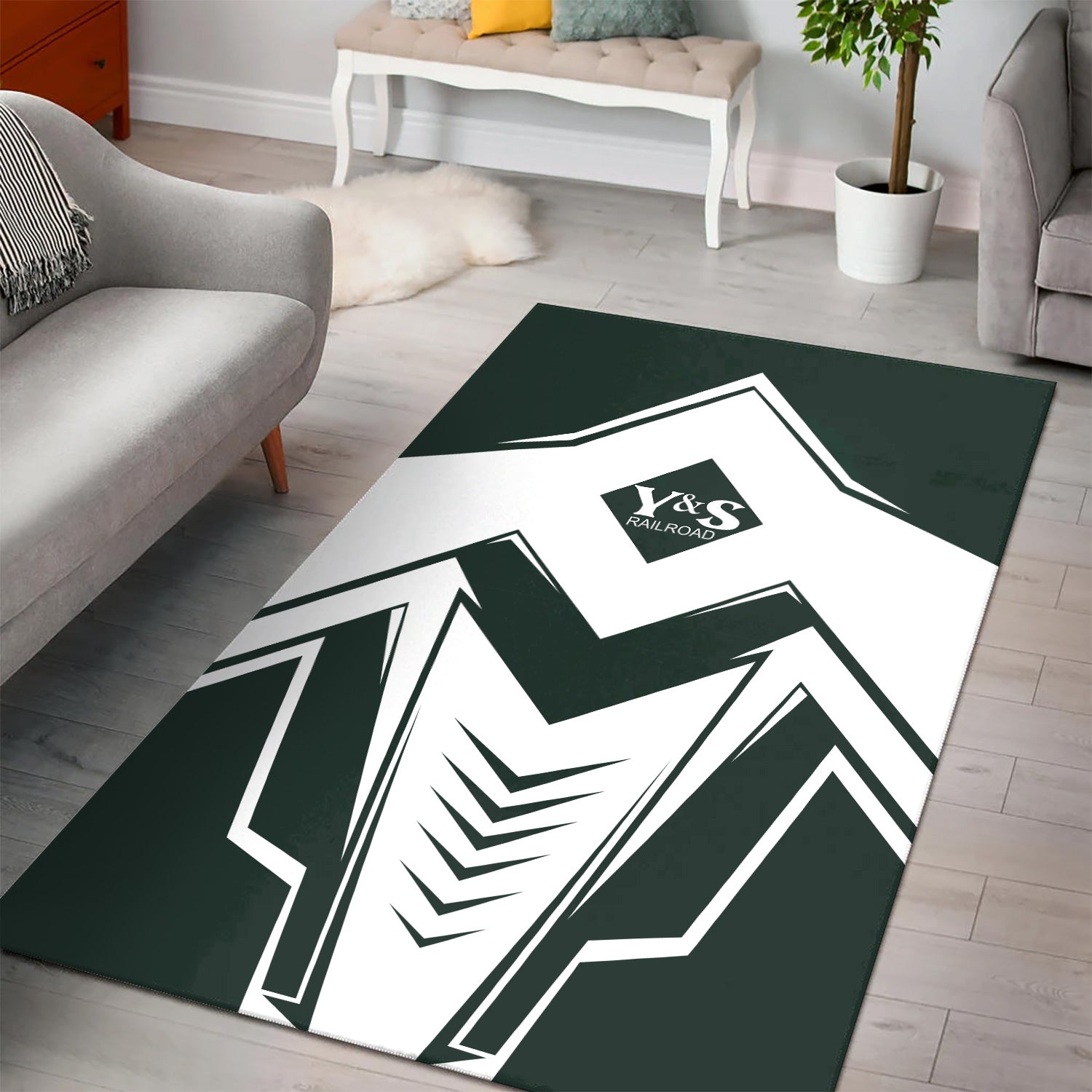 Railspirit Youngstown & Southern Railroad Area Rug Railway Trainspotter Style Rug Gift Idea For Foamers