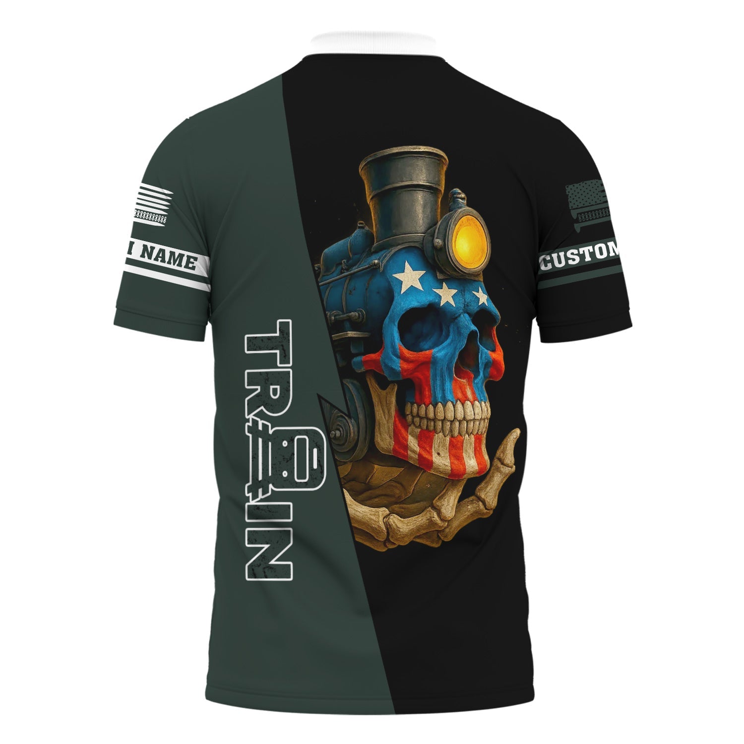 Railspirit Personalized Youngstown & Southern Railroad Polo Shirt Train Skull American Flag Shirt All Over Print