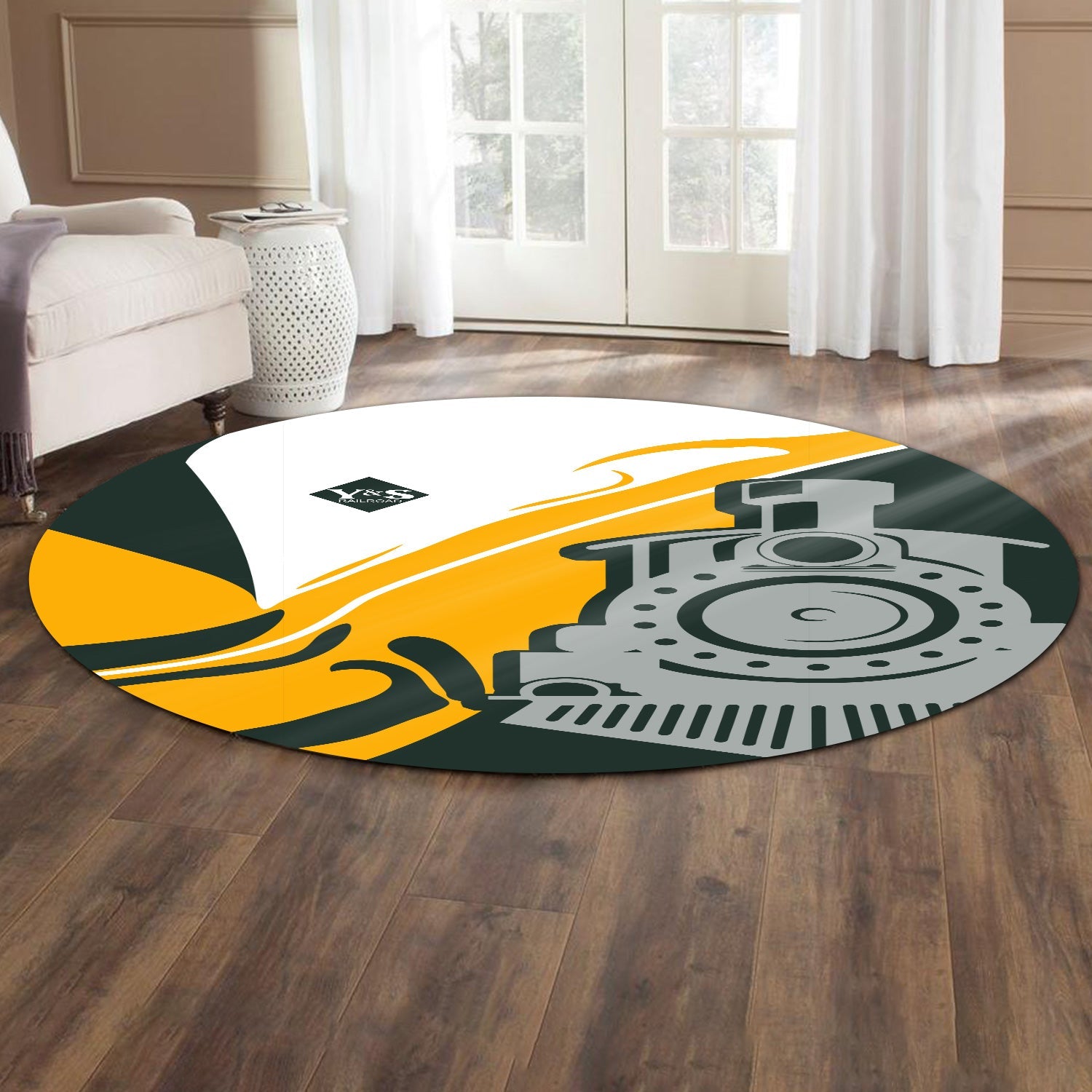 Railspirit Youngstown & Southern Railroad Round Mat Flame-Inspired Style Mat Gift Idea For Train Lovers