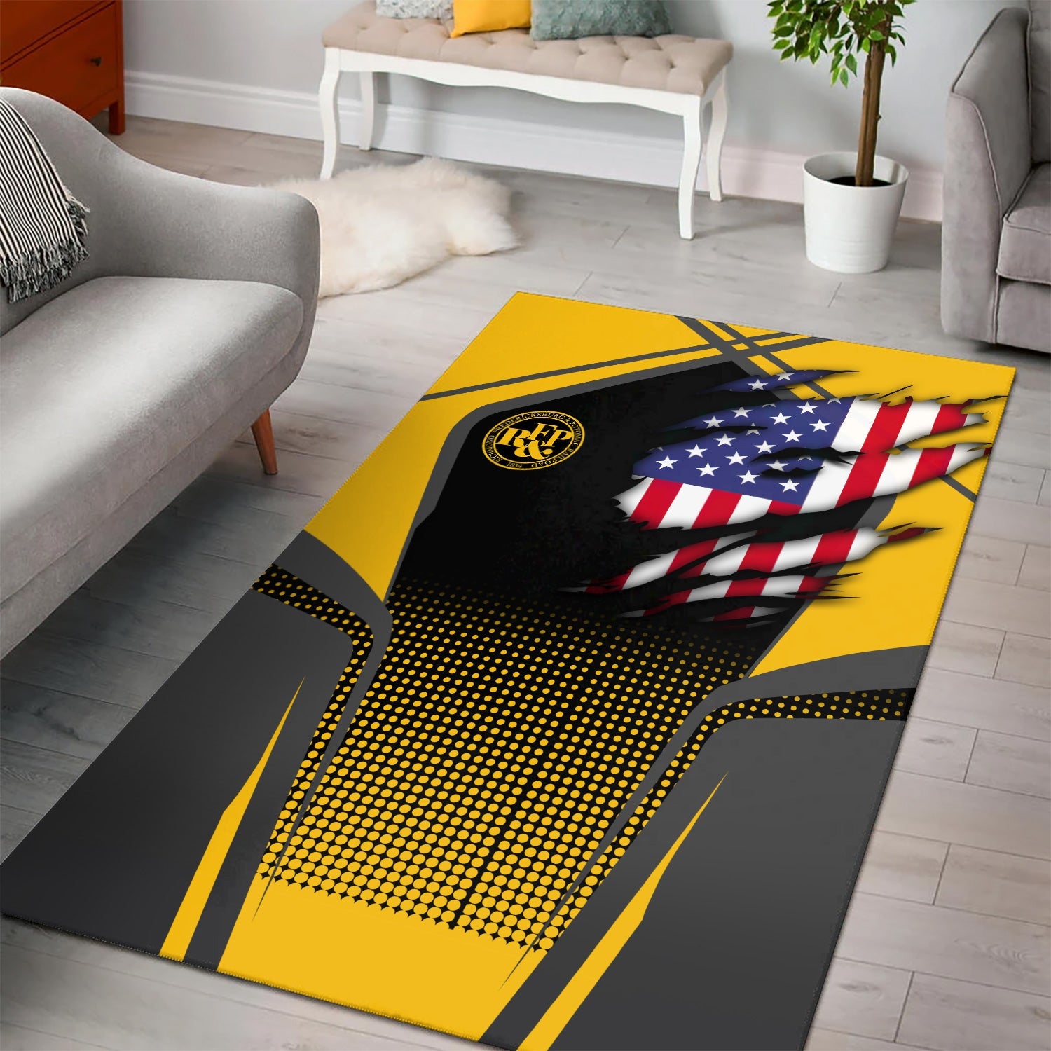 Railspirit Personalized Richmond, Fredericksburg And Potomac Railroad Area Rug American Eagle Vintage Train Rug