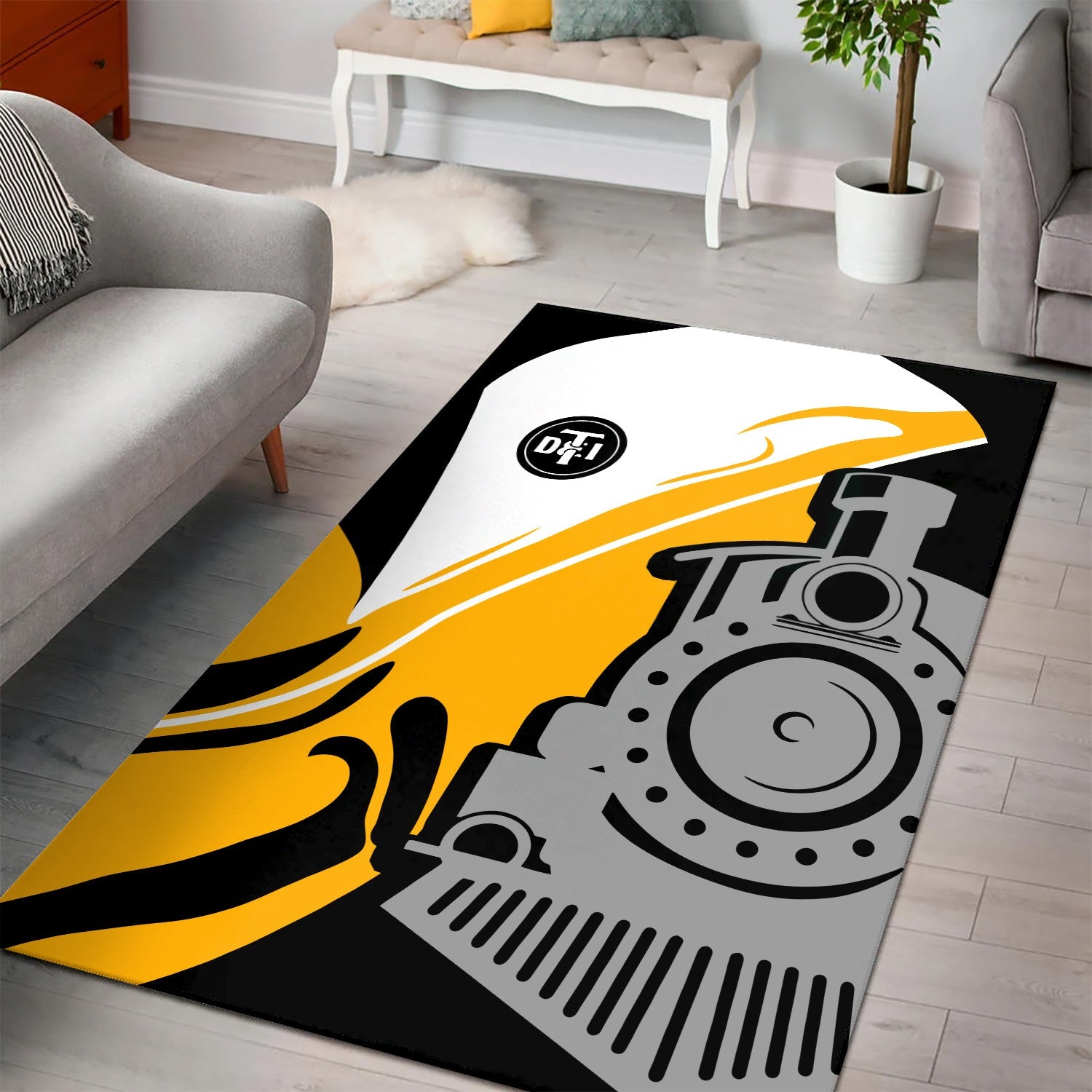 Railspirit Detroit Toledo And Ironton Railroad Area Rug Flame-Inspired Style Rug Gift Idea For Train Lovers