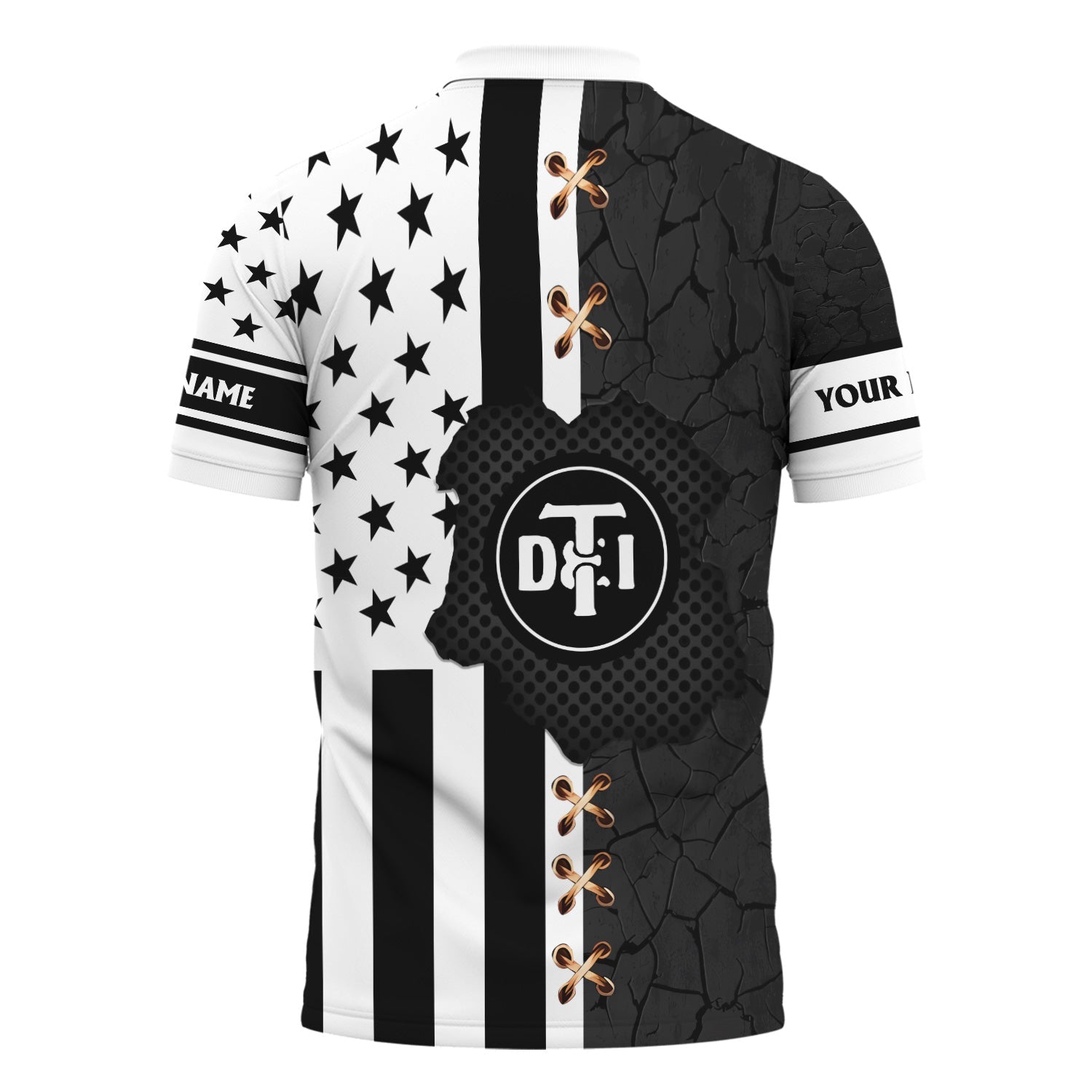 Railspirit Personalized Detroit Toledo And Ironton Railroad Polo Shirt American Flag with Crack Effect Train Shirt