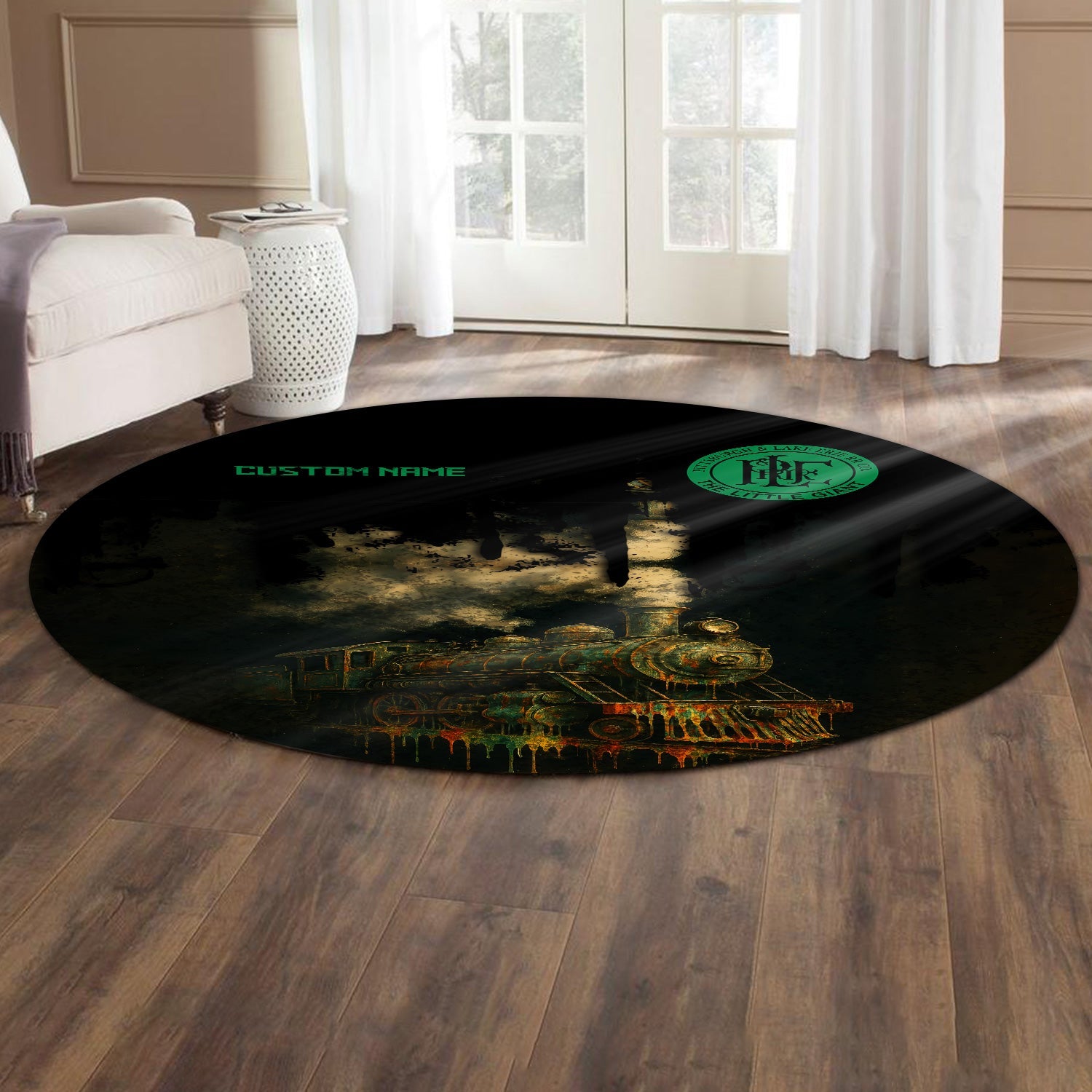 Railspirit Personalized Pittsburgh And Lake Erie Railroad Round Mat Vintage Train Art Style Mat For Locomotive Fans