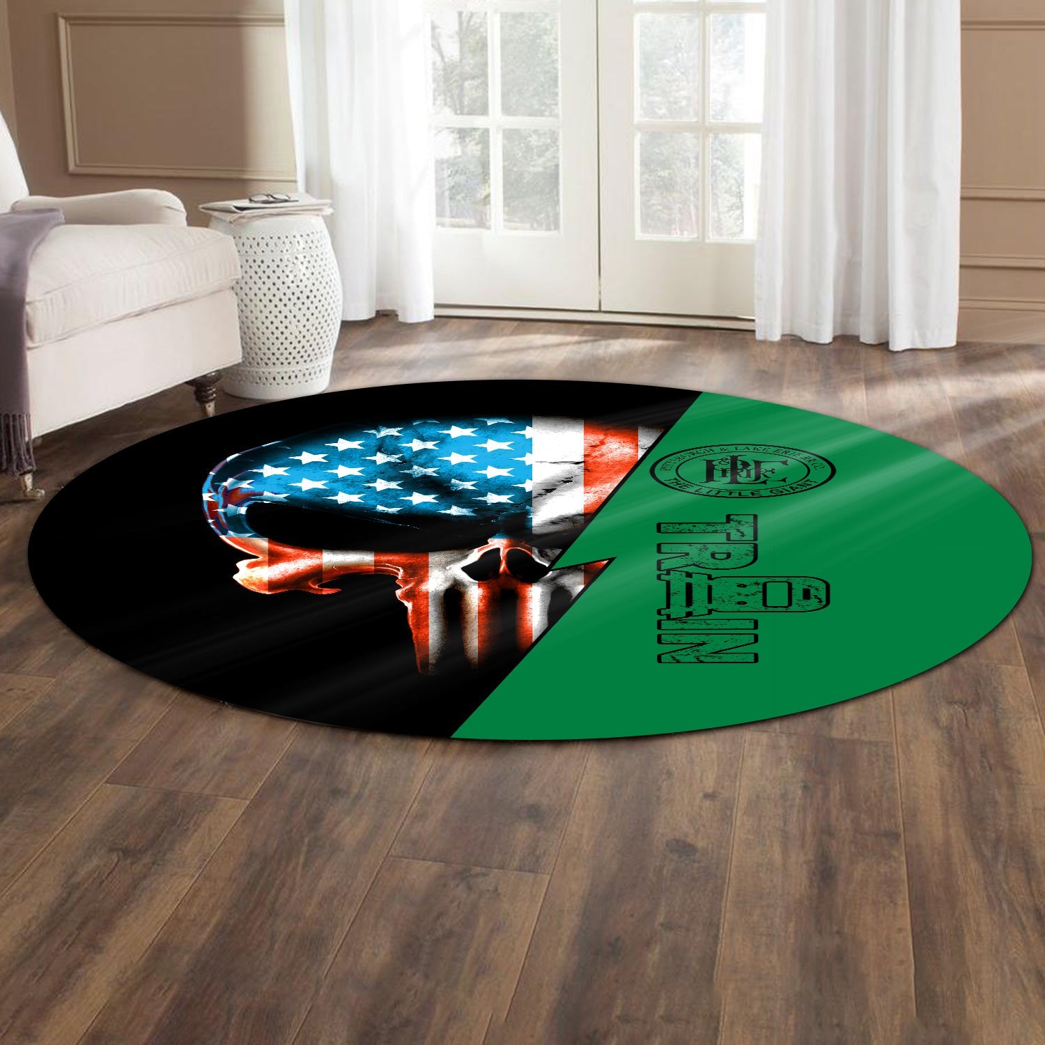Railspirit Pittsburgh And Lake Erie Railroad Round Mat Train Skull American Flag Style Rug All Over Print