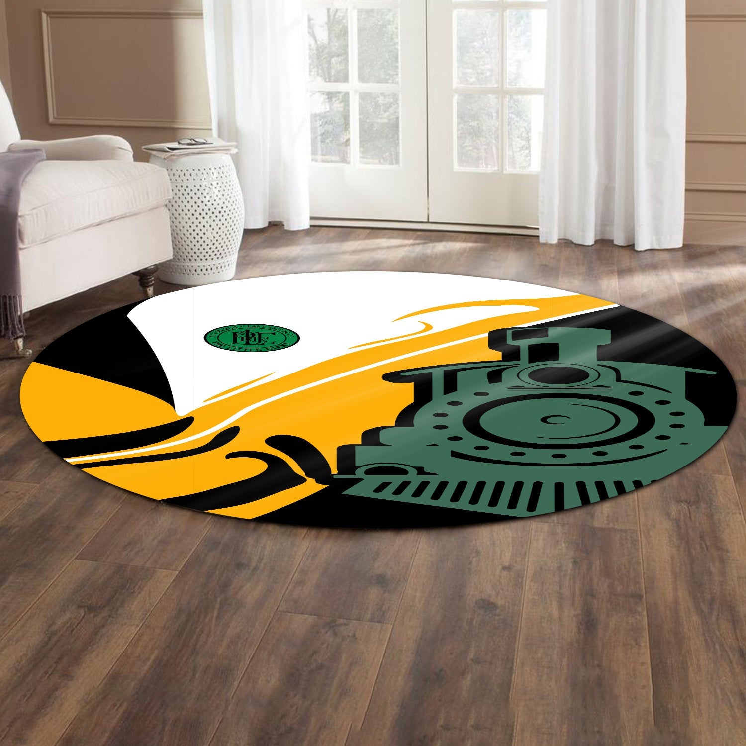 Railspirit Pittsburgh And Lake Erie Railroad Round Mat Flame-Inspired Style Mat Gift Idea For Train Lovers