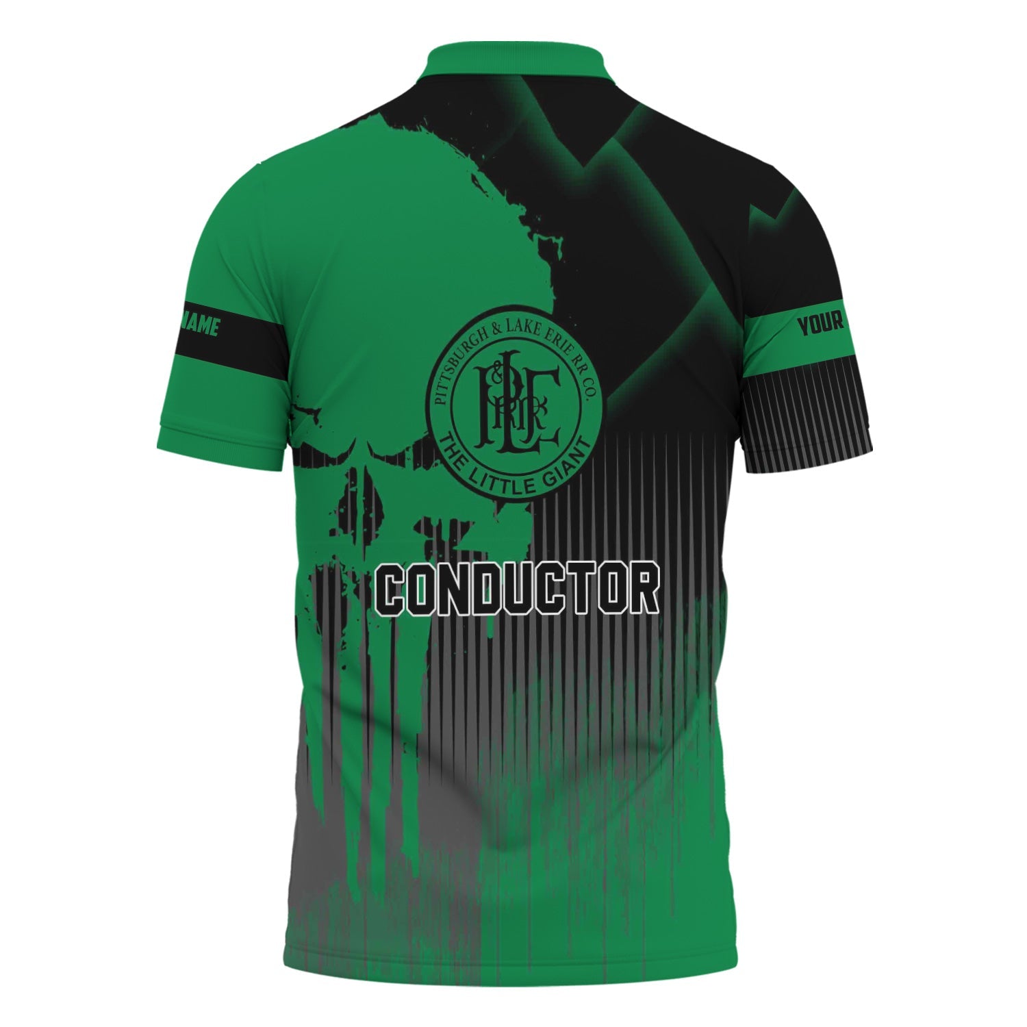 Railspirit Personalized Pittsburgh And Lake Erie Railroad Polo Shirt Skull Design with Custom Job Train Shirt for Trackhead Crew