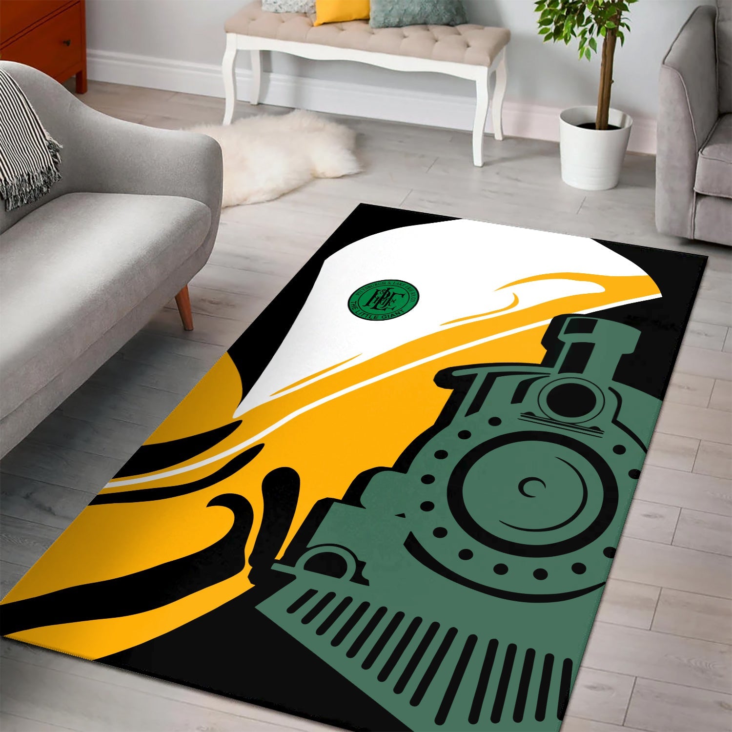 Railspirit Pittsburgh And Lake Erie Railroad Area Rug Flame-Inspired Style Rug Gift Idea For Train Lovers