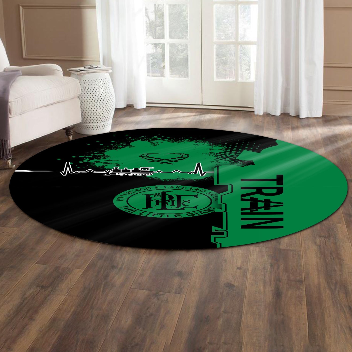 Railspirit Pittsburgh And Lake Erie Railroad Round Mat Engine Heartbeat and Track Love Style Mat Gift Idea For Train Lovers