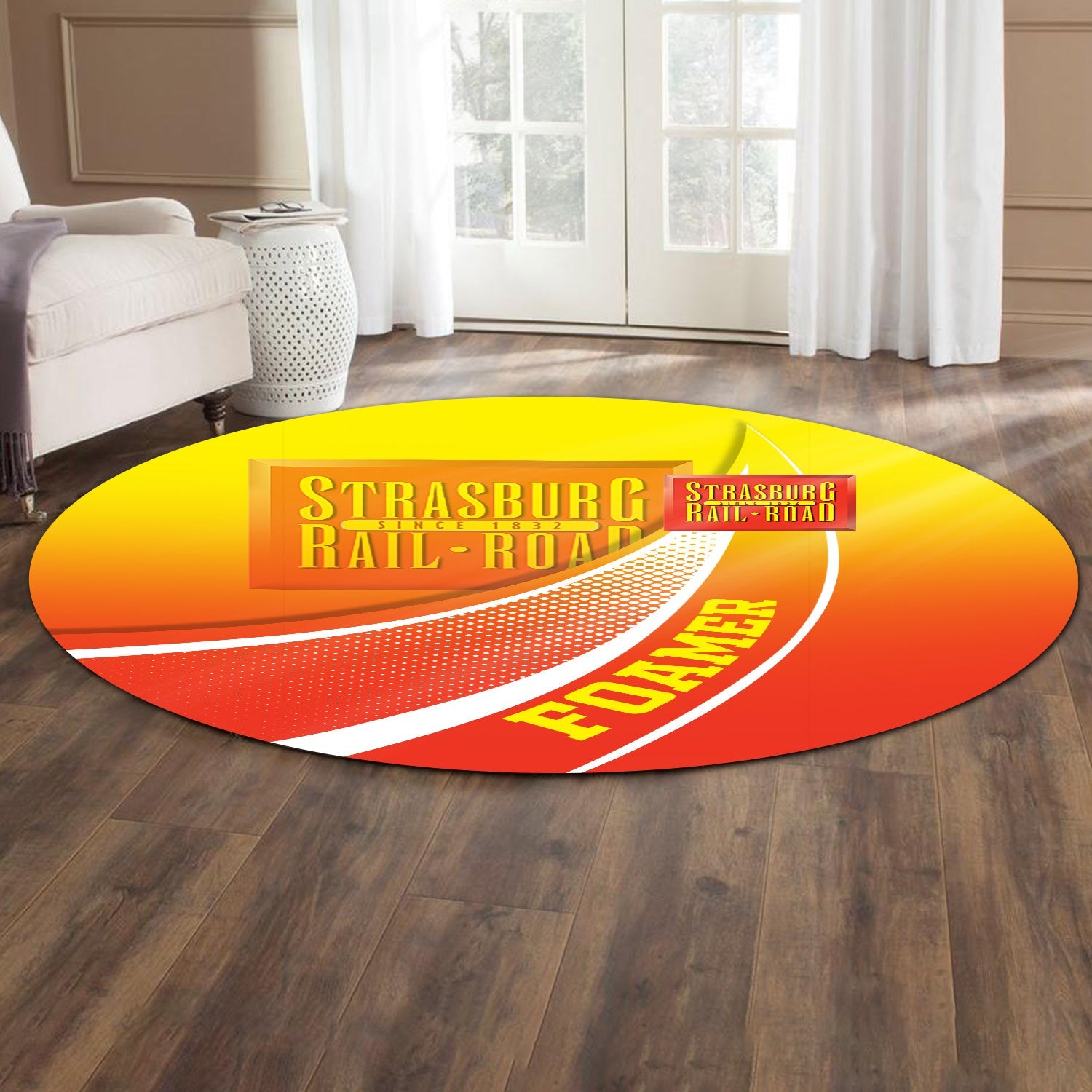 Railspirit Strasburg Railroad Round Mat Railway-Themed Style Mat Gift Idea For Trainspotter