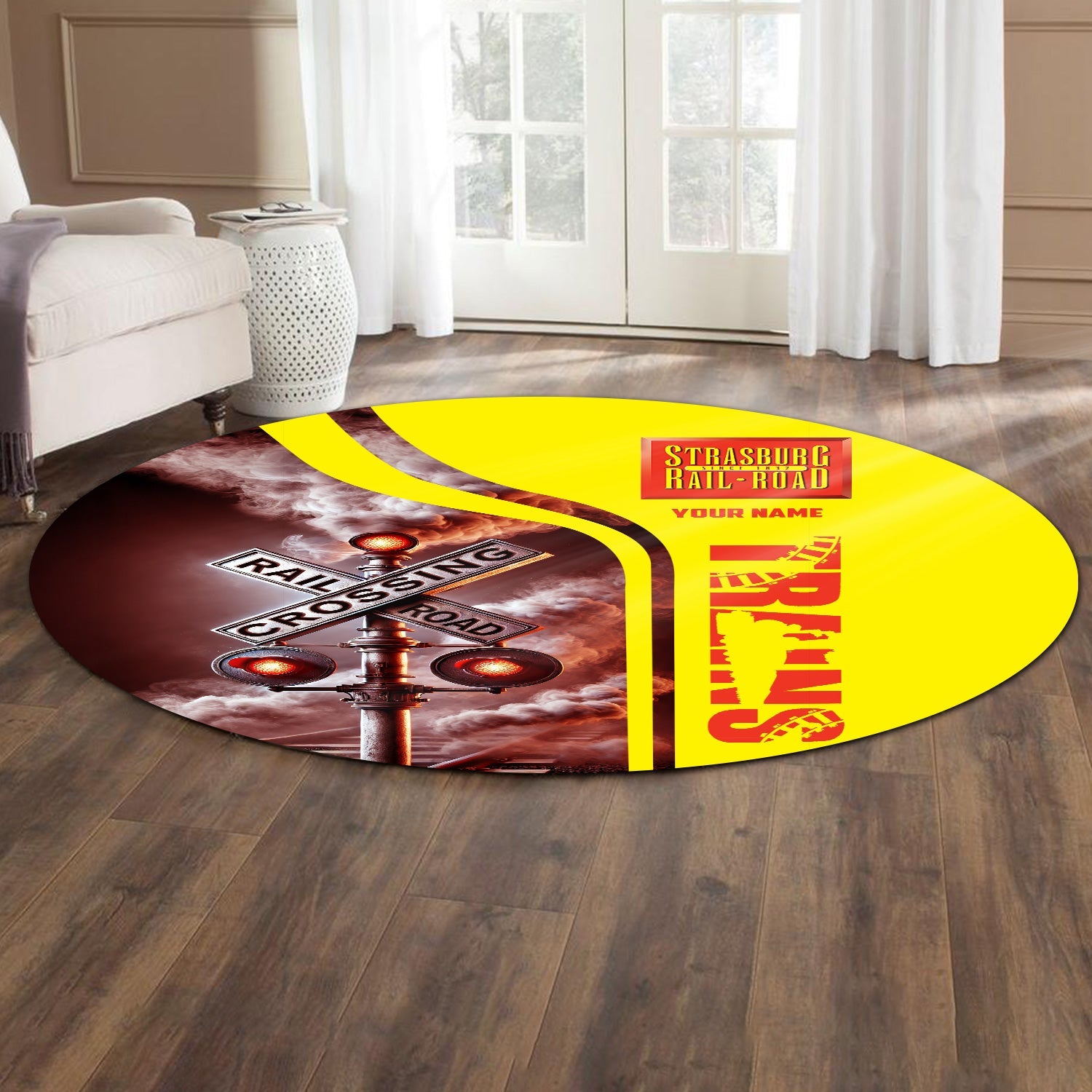 Railspirit Personalized Strasburg Railroad Round Mat Railroad Crossing Sign Mat All Over Print