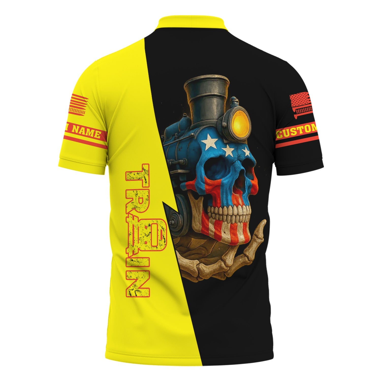 Railspirit Personalized Strasburg Railroad Polo Shirt Train Skull American Flag Shirt All Over Print
