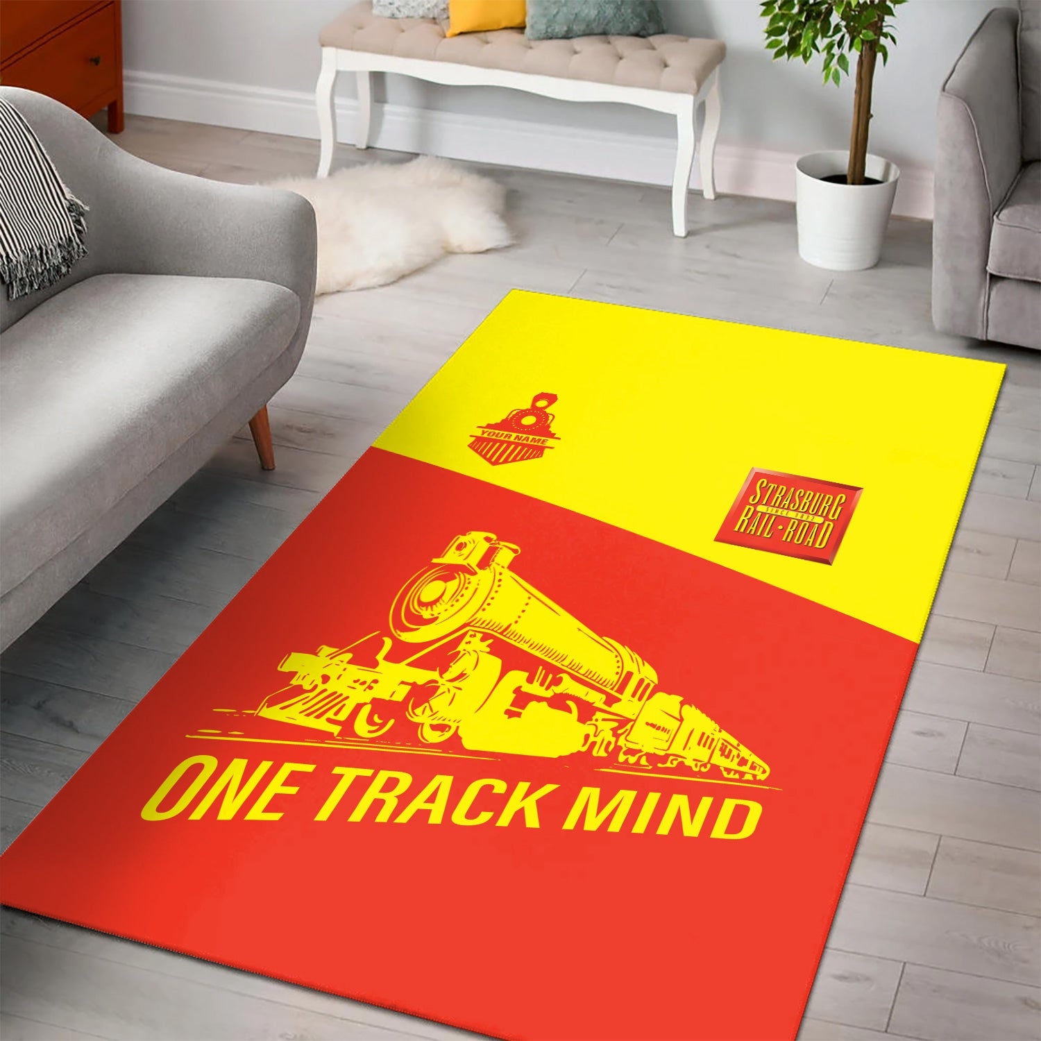 Railspirit Personalized Strasburg Railroad Area Rug One Track Mind Train Rug Gift Idea For Train Lover