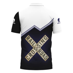 Railspirit Personalized CSX Transportation Railroad Polo Shirt Railroad Crossing Printed Train Track Shirt