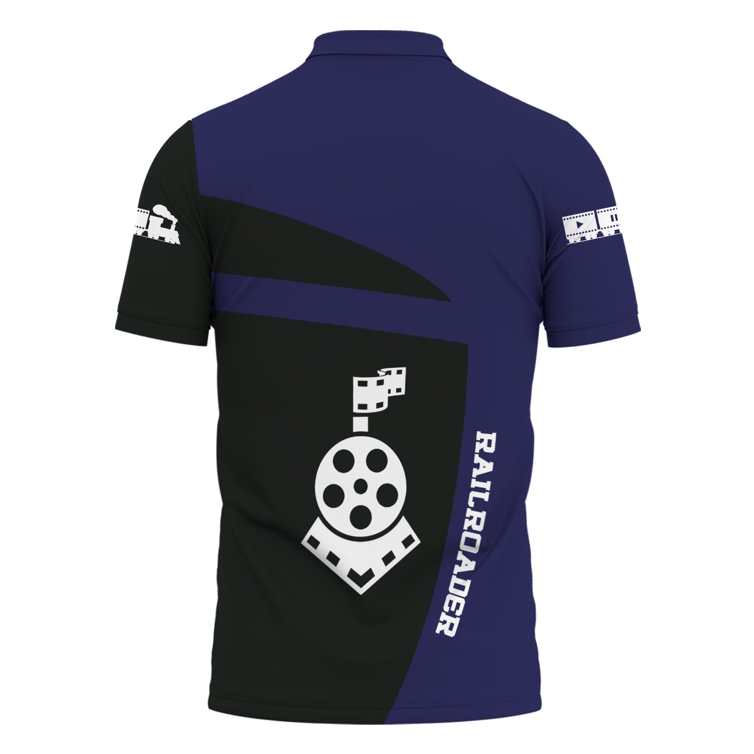 Railspirit Personalized CSX Transportation Railroad Polo Shirt All Aboard Steam Train Movie Projector Style Shirt