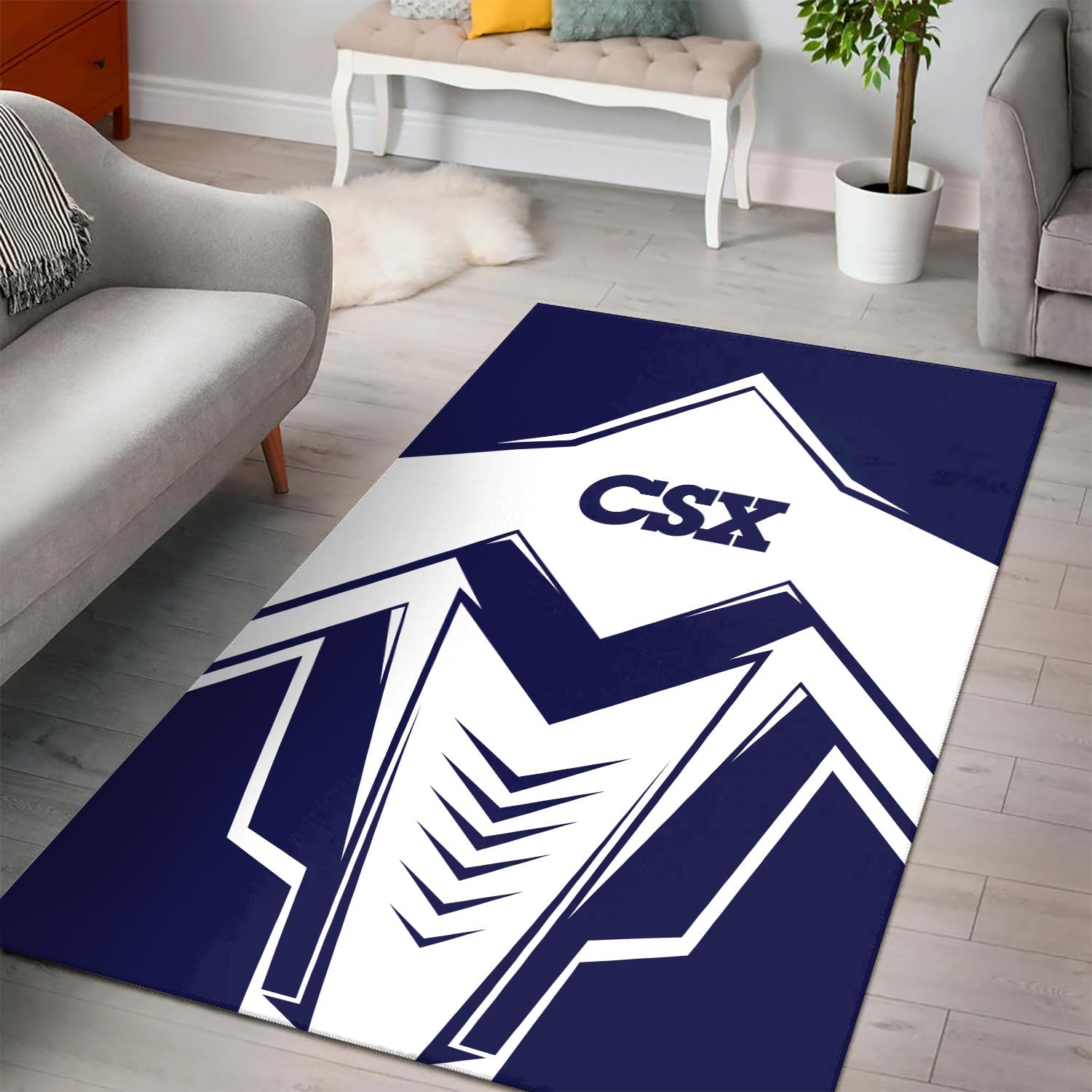 Railspirit CSX Transportation Railroad Area Rug Railway Trainspotter Style Rug Gift Idea For Foamers