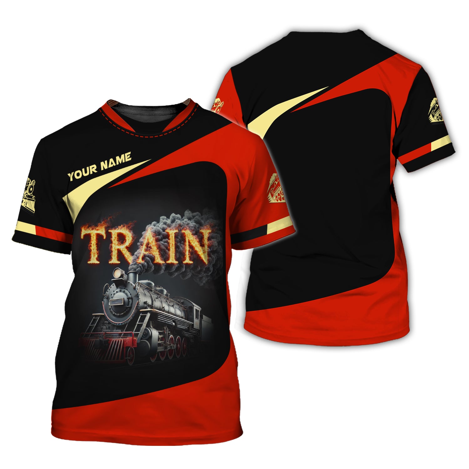 Railspirit Personalized Blazing Steam Train T-Shirt - Locomotive Fan Gift