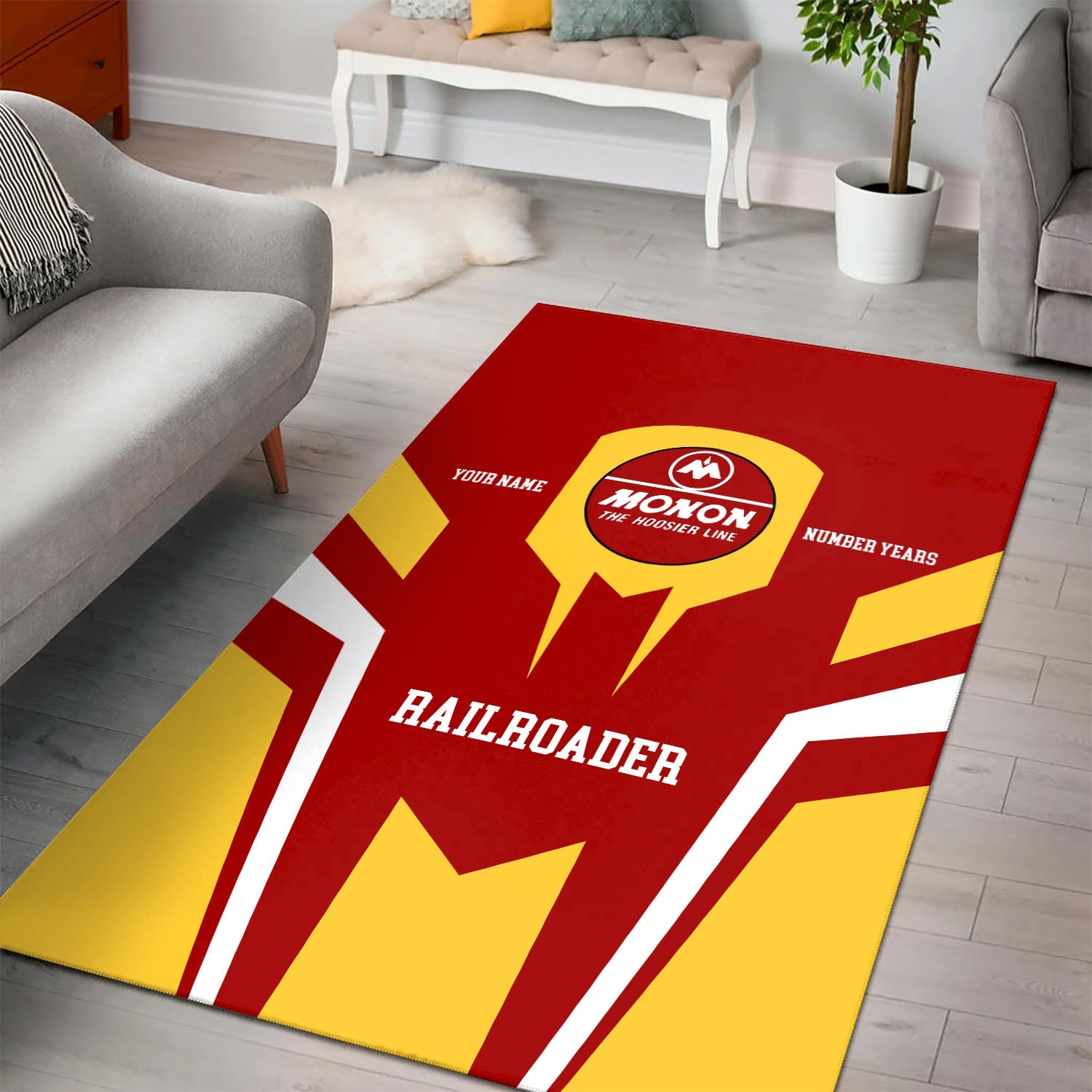 Railspirit Personalized Monon Railroad Area Rug Custom Year Railroader Rug Gift Idea For Train Lover