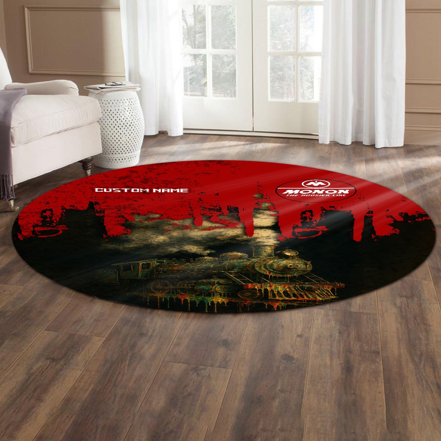 Railspirit Personalized Monon Railroad Round Mat Vintage Train Art Style Mat For Locomotive Fans