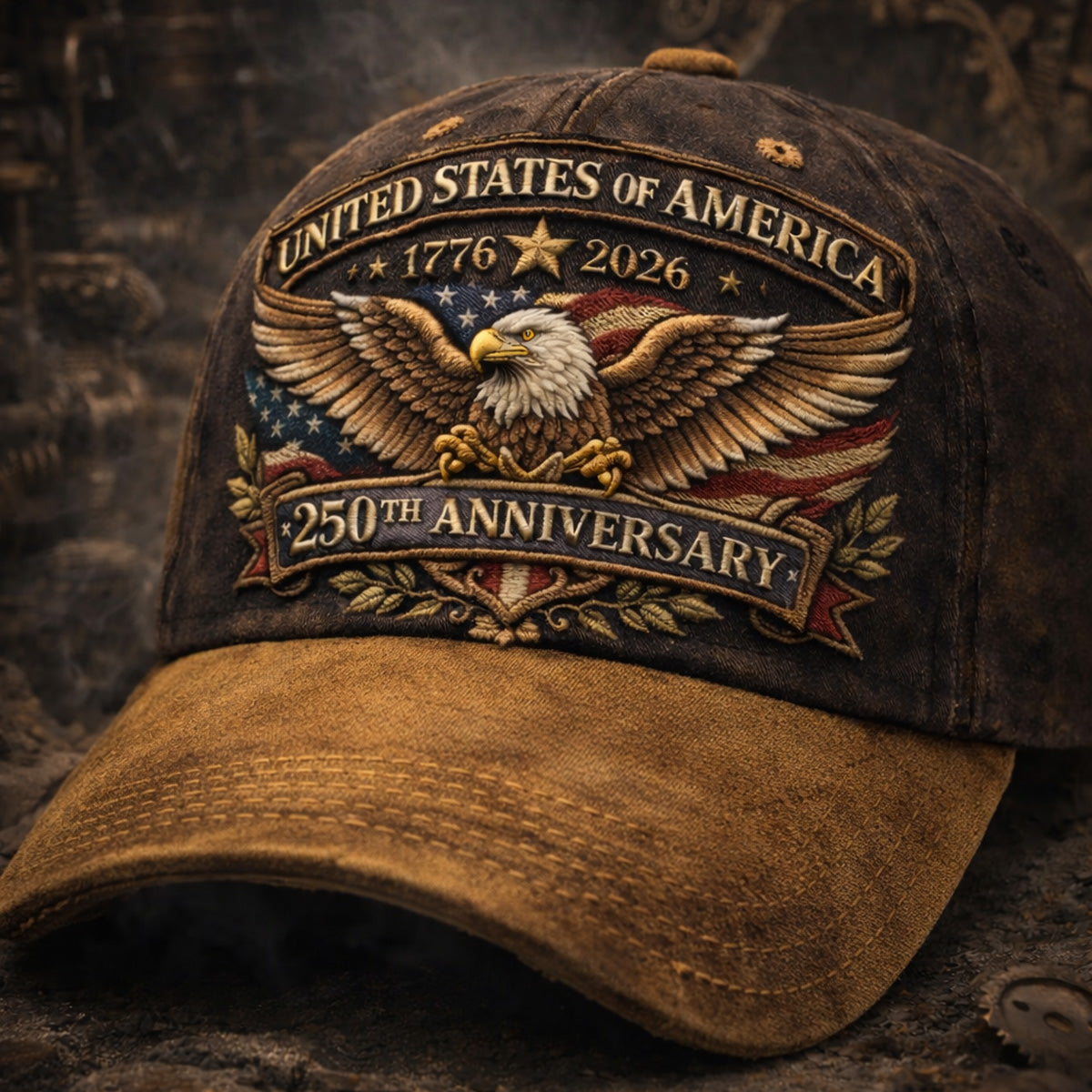 United States of America Eagle Patriotic Printed Cap 1776-2026 250th Anniversary Hat Vintage USA Pride Father’s Day Gift for Dad Veteran