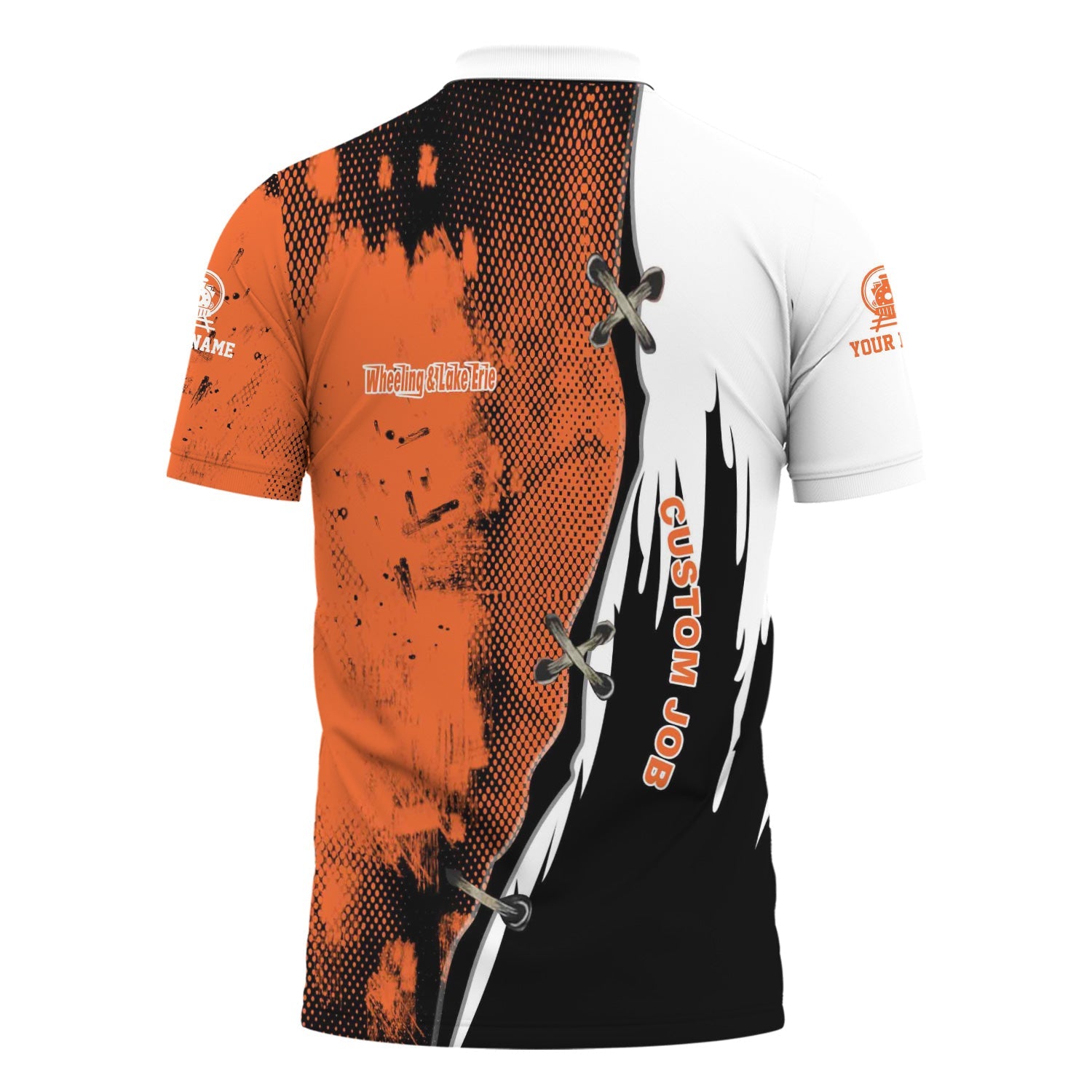 Railspirit Personalized Wheeling And Lake Erie Railroad Polo Shirt Retro Stitches Design with Custom Position Train Shirt