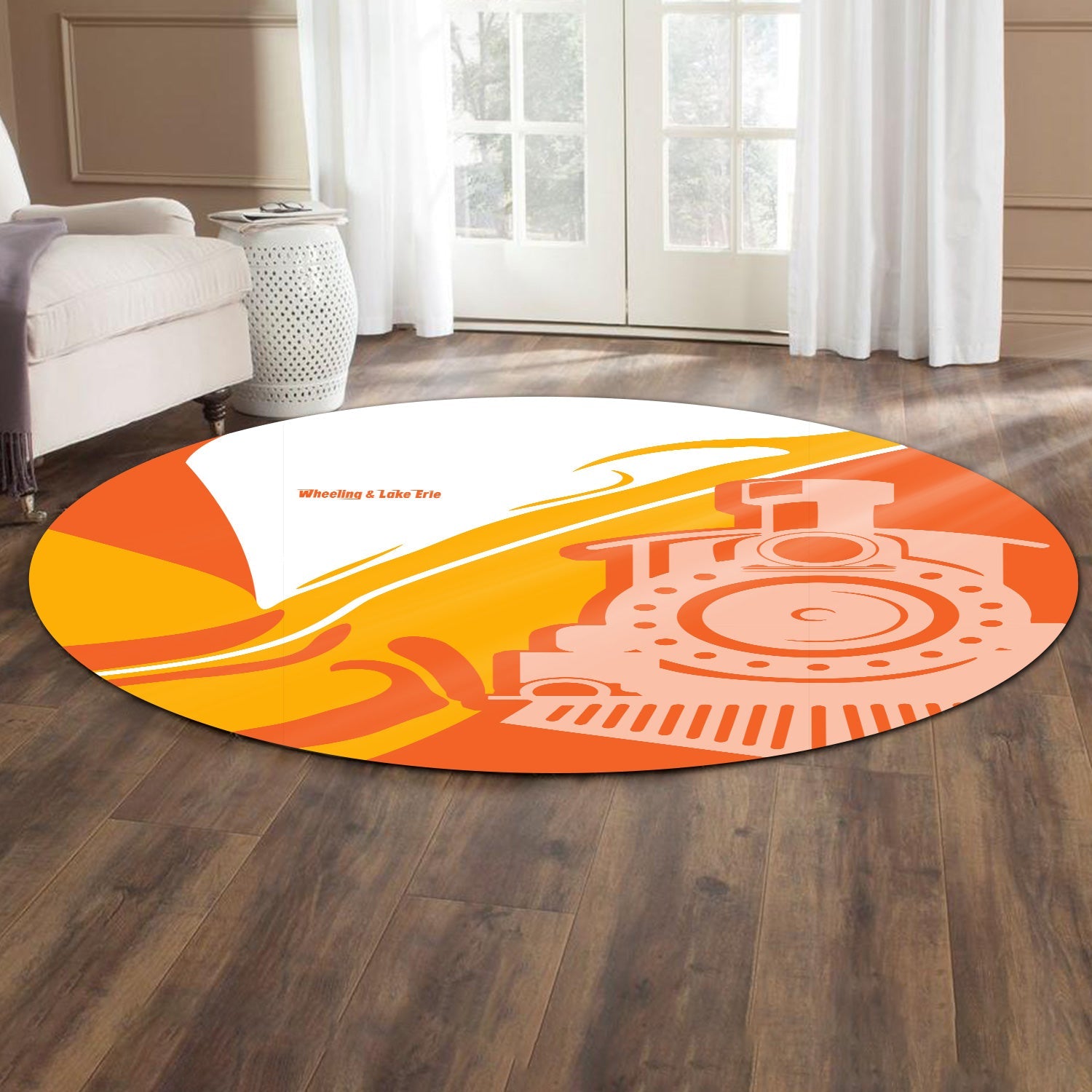 Railspirit Wheeling And Lake Erie Railroad Round Mat Flame-Inspired Style Mat Gift Idea For Train Lovers