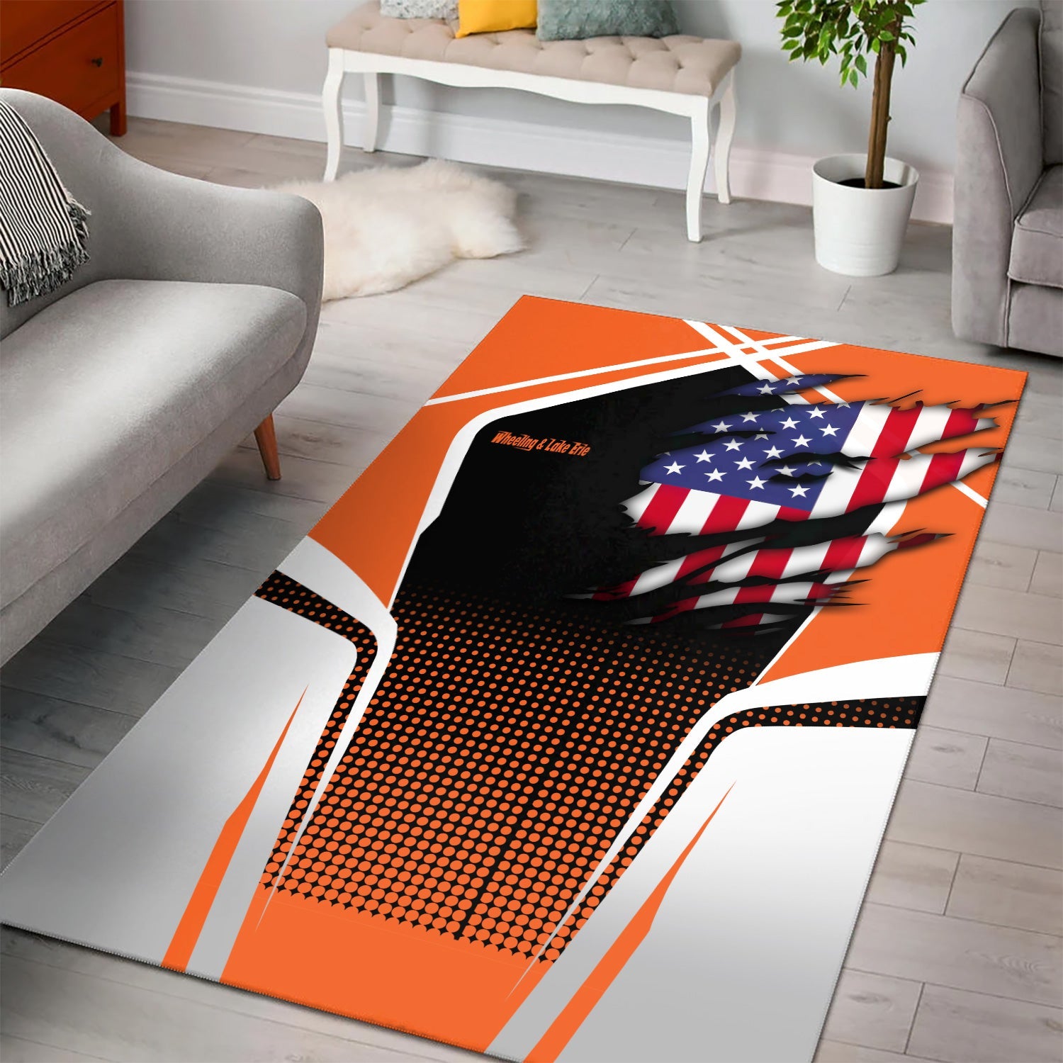 Railspirit Personalized Wheeling And Lake Erie Railroad Area Rug American Eagle Vintage Train Rug