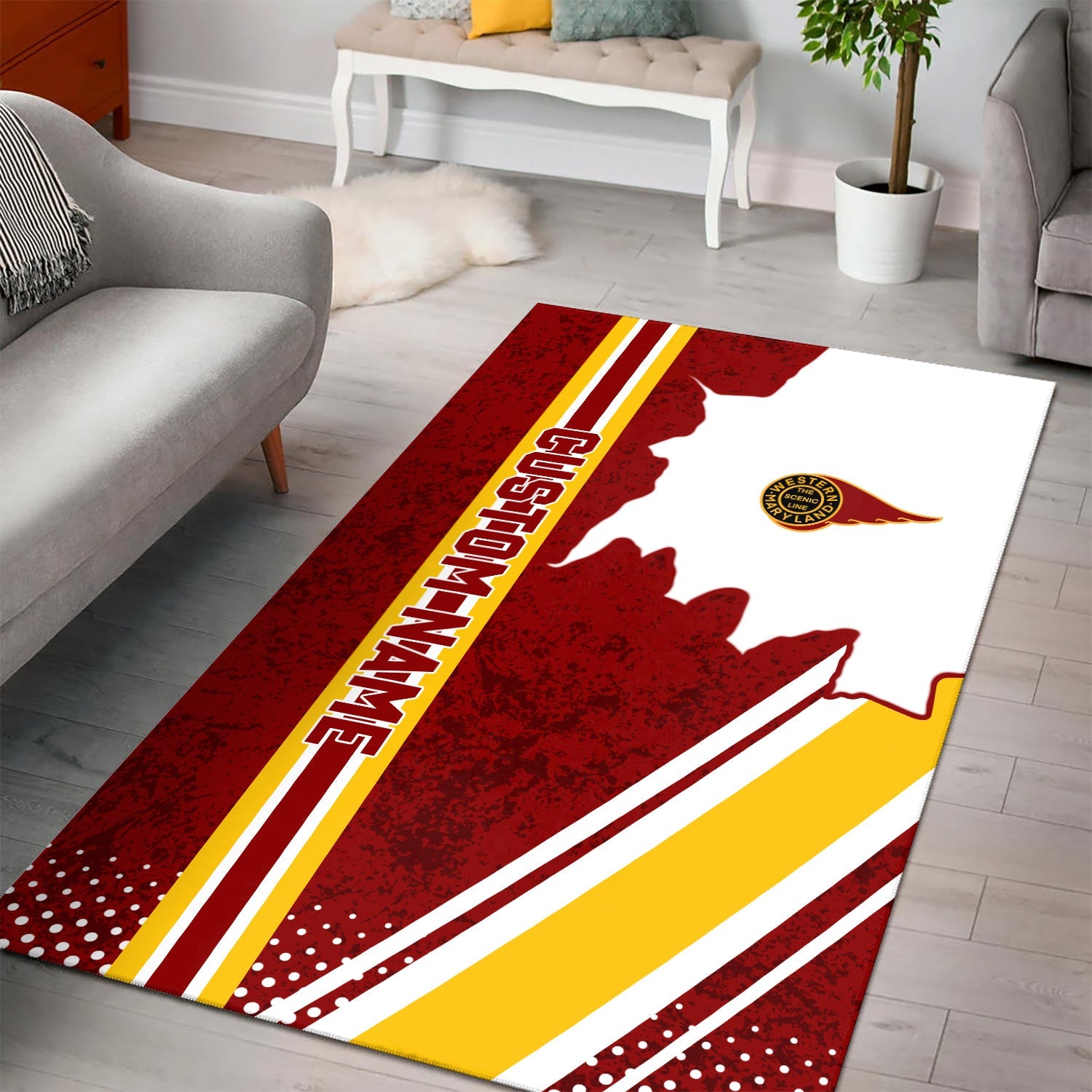 Railspirit Personalized Western Maryland Railway Area Rug Vintage All Over Printed Rug