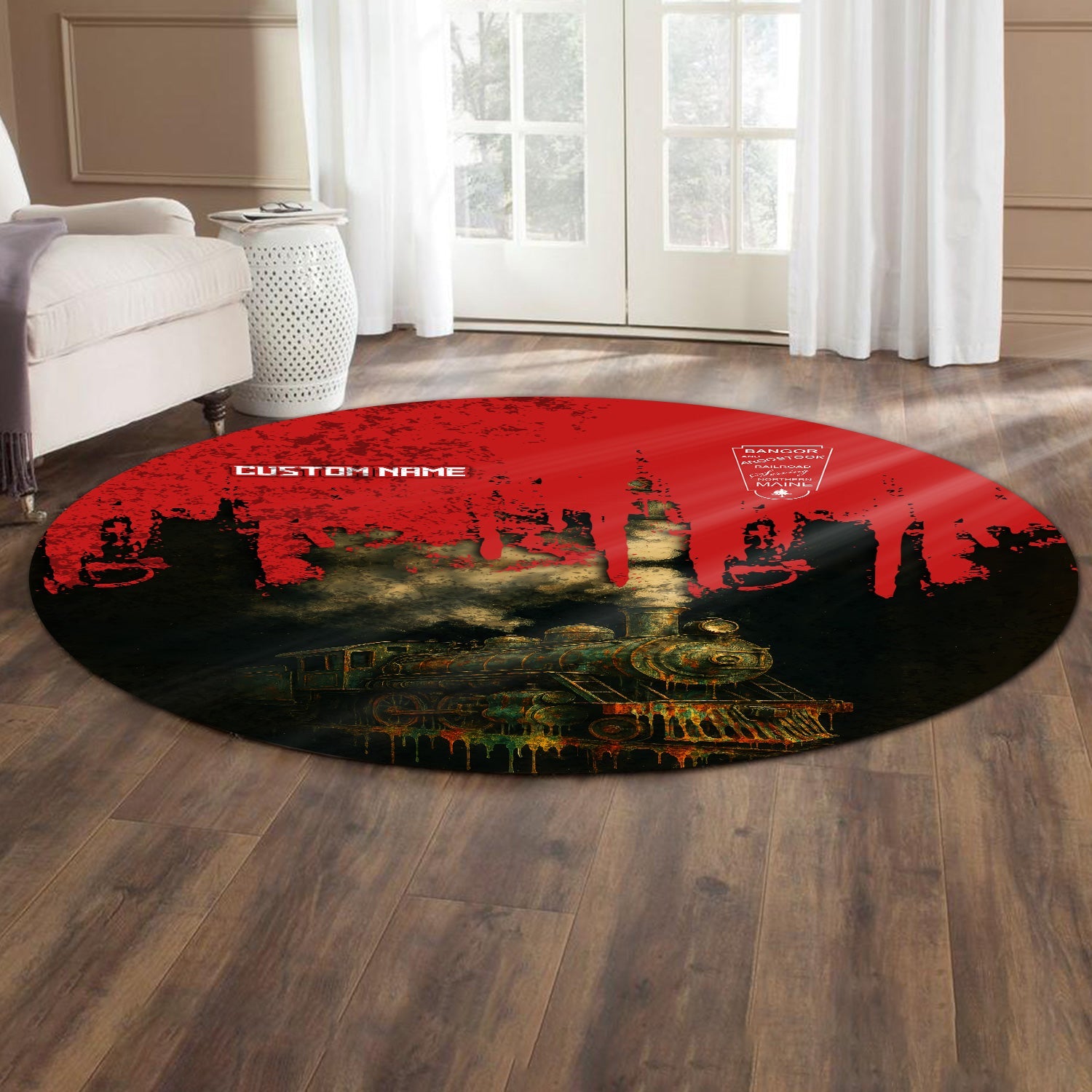 Railspirit Personalized Bangor And Aroostook Railroad Round Mat Vintage Train Art Style Mat For Locomotive Fans