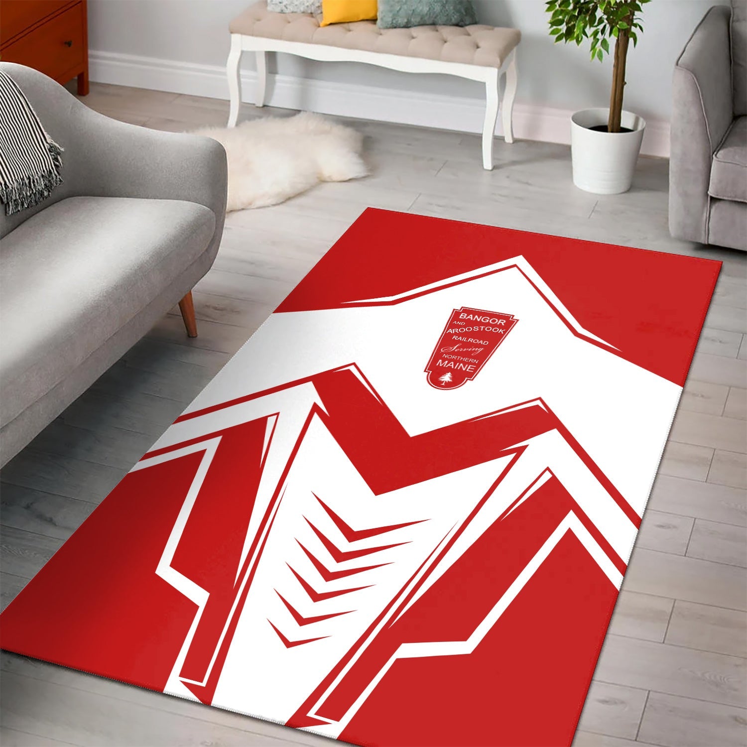 Railspirit Bangor And Aroostook Railroad Area Rug Railway Trainspotter Style Rug Gift Idea For Foamers