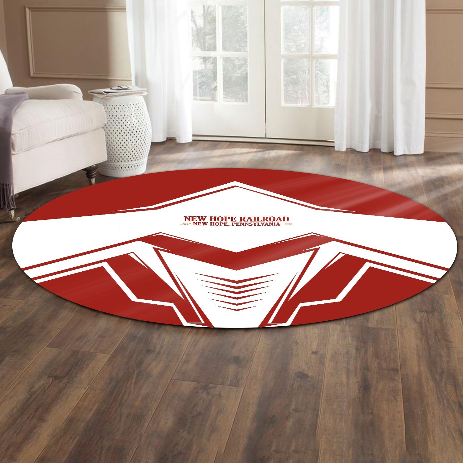 Railspirit New Hope Railroad Round Mat Railway Trainspotter Style Mat Gift Idea For Foamers