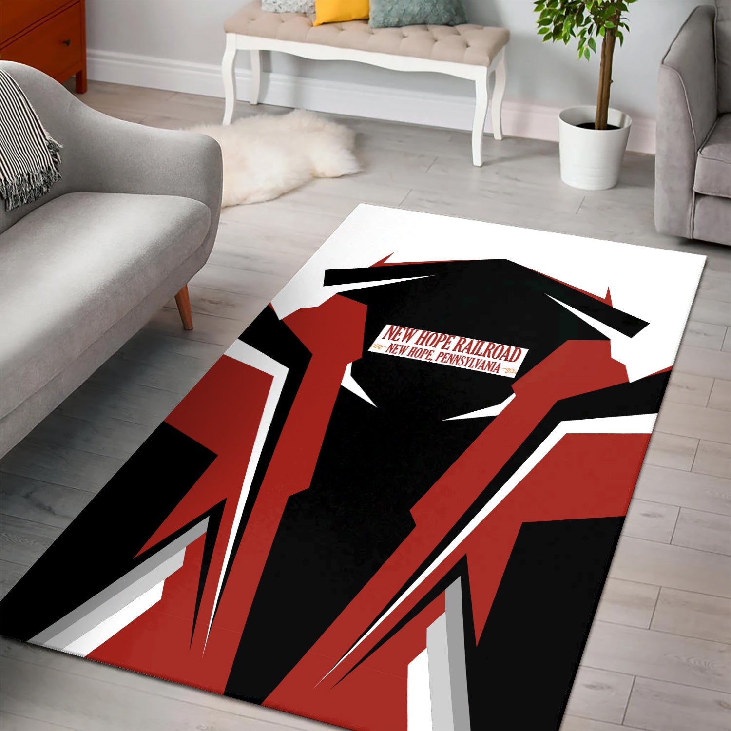 Railspirit Personalized New Hope Railroad Area Rug Strong Line Style Train Area Rug Gift Idea For Train Lover