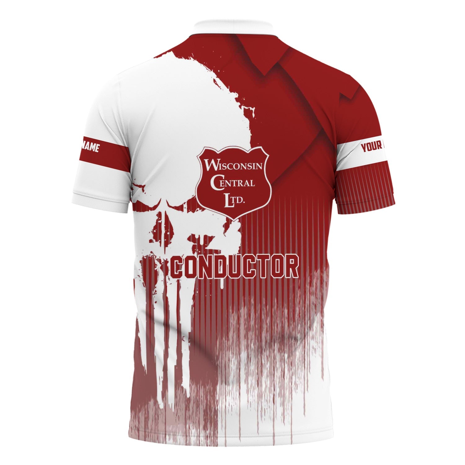 Railspirit Personalized Wisconsin Central Ltd Railroad Polo Shirt Skull Design with Custom Job Train Shirt for Trackhead Crew