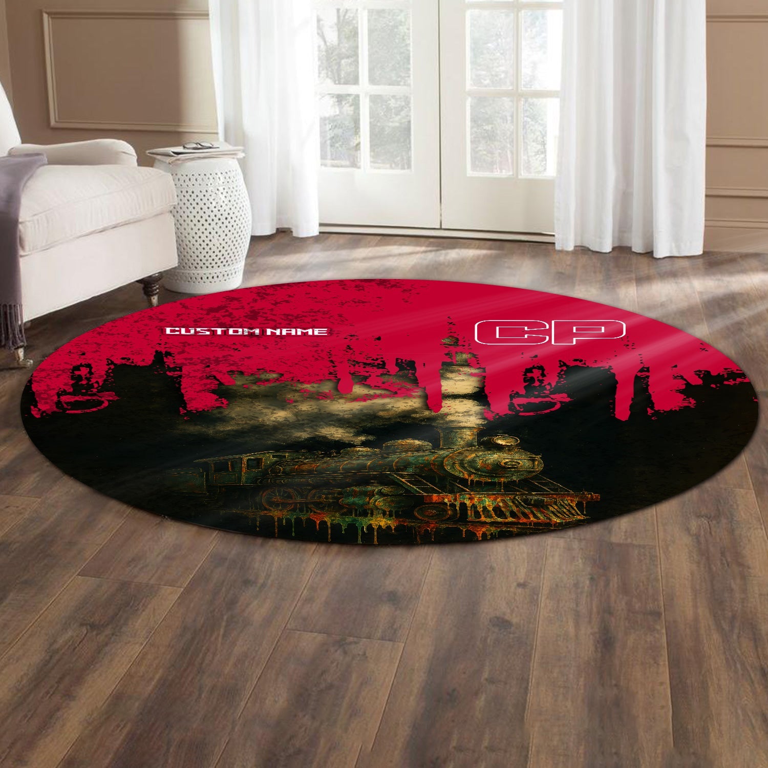 Railspirit Personalized Canadian Pacific Railroad Round Mat Vintage Train Art Style Mat For Locomotive Fans