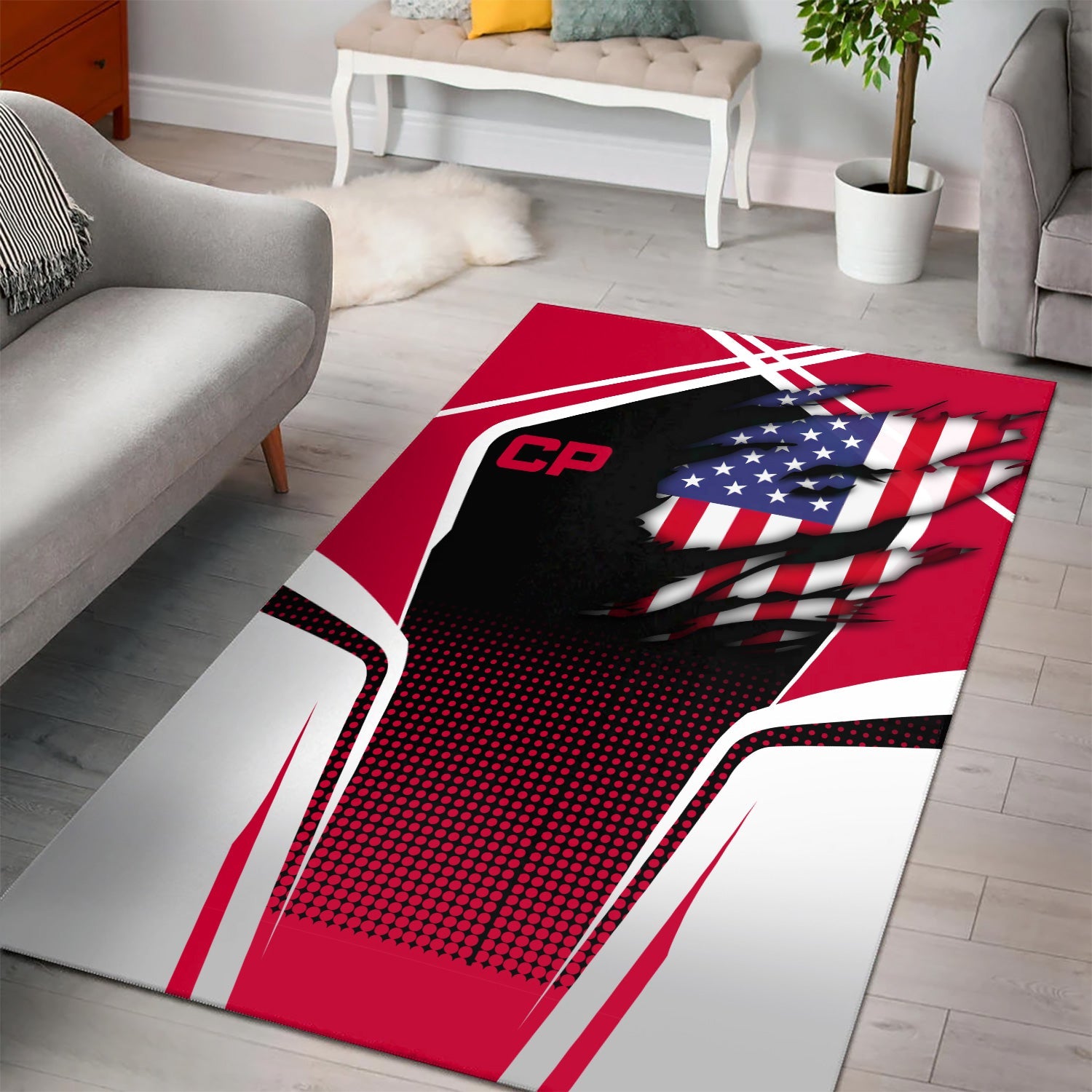 Railspirit Personalized Canadian Pacific Railroad Area Rug American Eagle Vintage Train Rug
