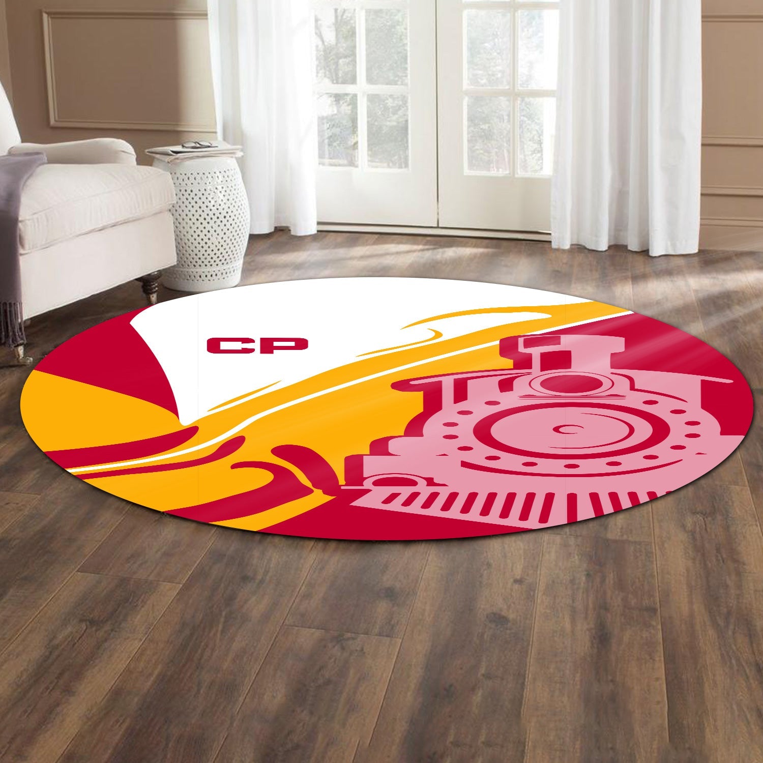 Railspirit Canadian Pacific Railroad Round Mat Flame-Inspired Style Mat Gift Idea For Train Lovers