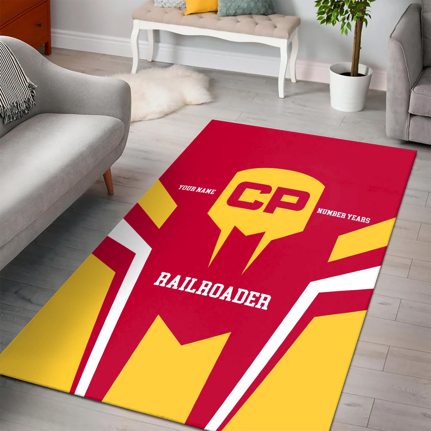 Railspirit Personalized Canadian Pacific Railroad Area Rug Custom Year Railroader Rug Gift Idea For Train Lover