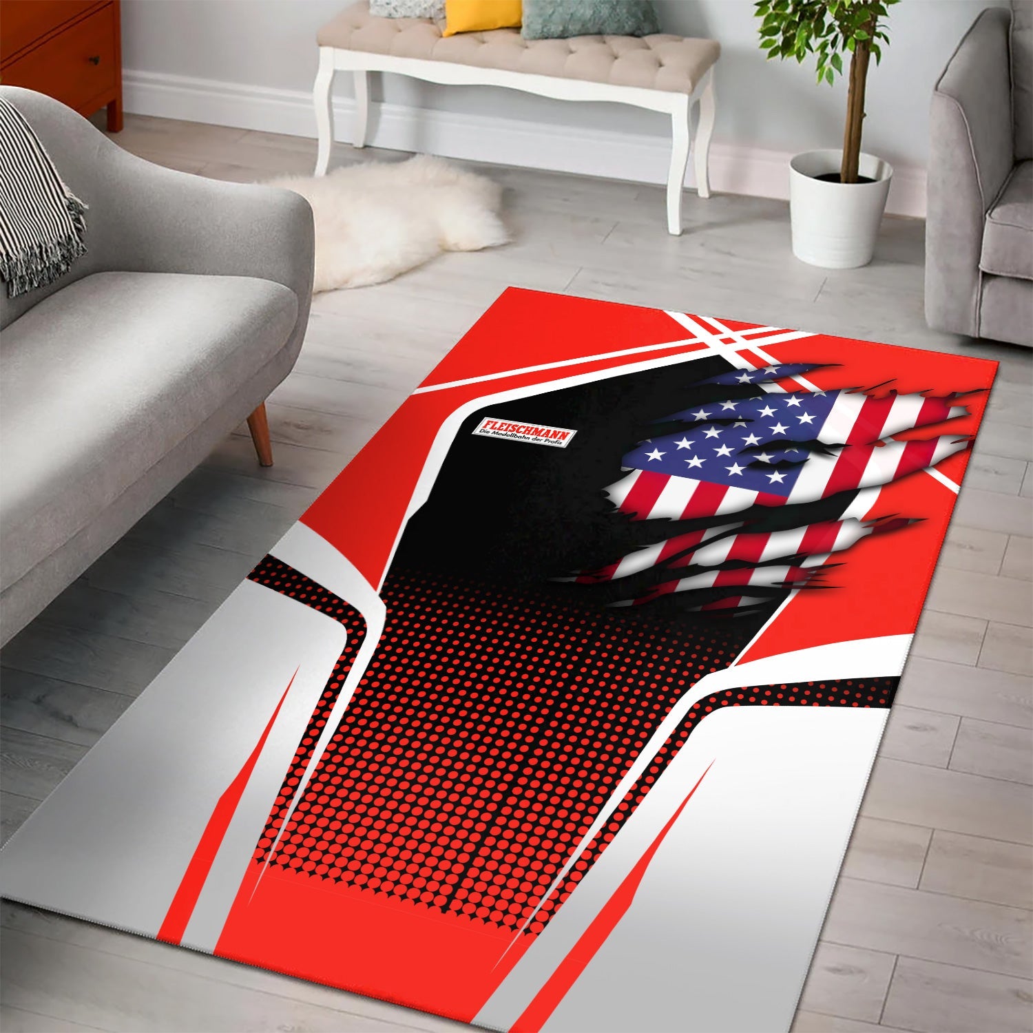 Railspirit Personalized Fleischmann And Western Railroad Area Rug American Eagle Vintage Train Rug