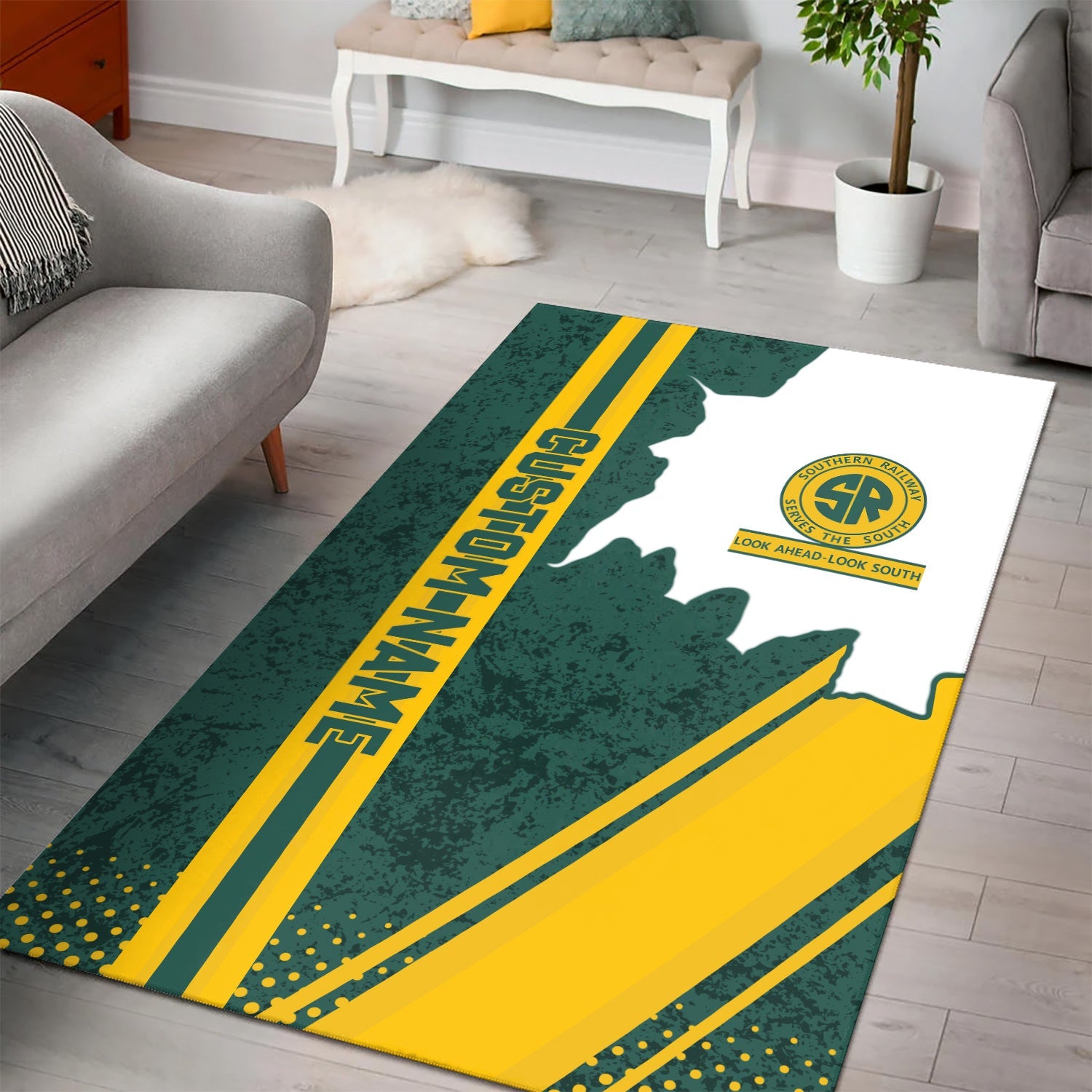 Railspirit Personalized Southern Railway U.S Area Rug Vintage SOU All Over Printed Rug