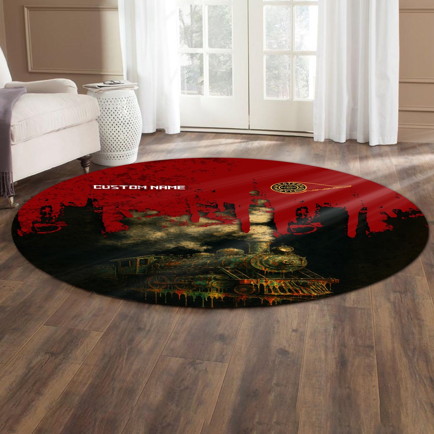 Railspirit Personalized Western Maryland Railway Round Mat Vintage Train Art Style Mat For Locomotive Fans